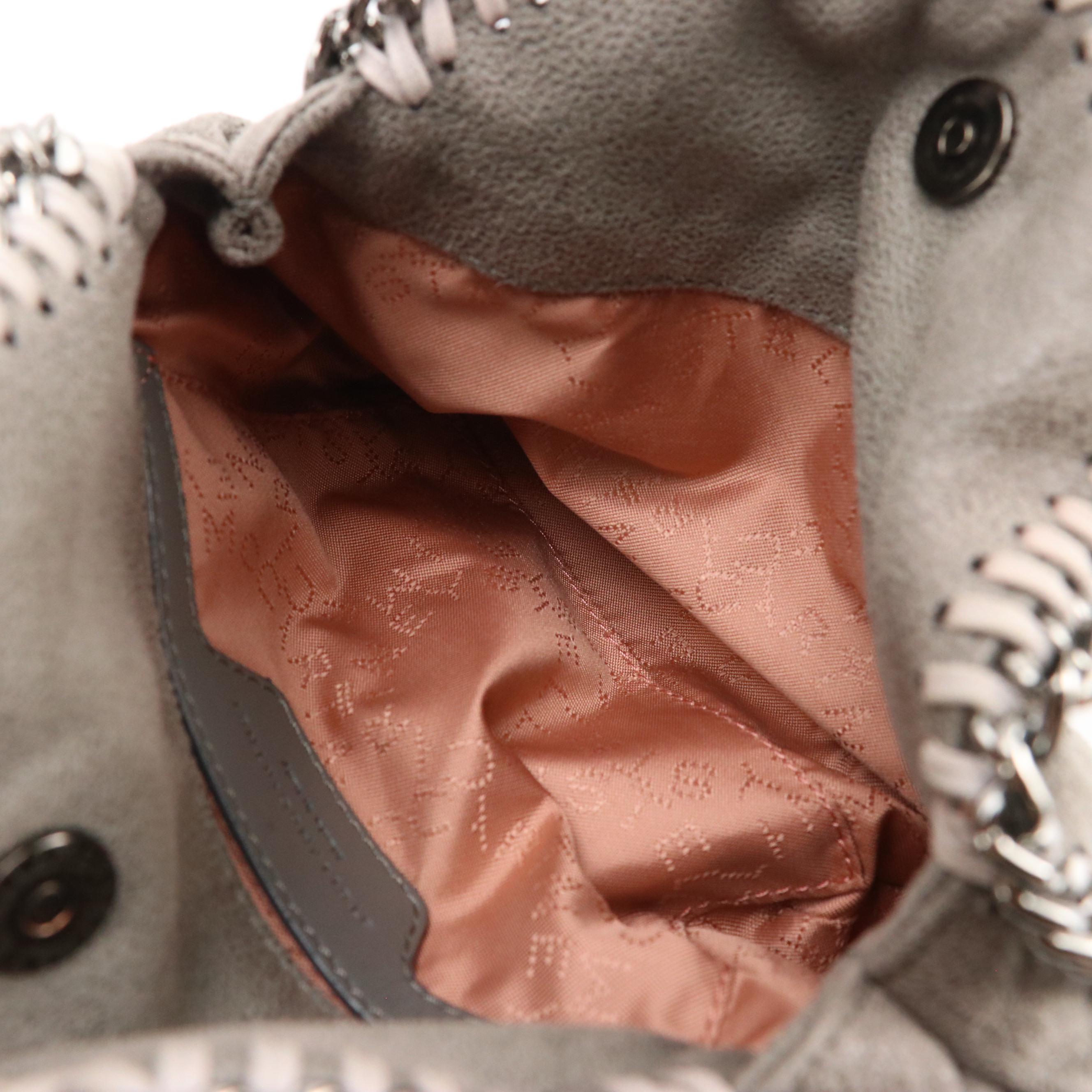 Stella Mccartney Mini Falabella Chain Strap Bag in Grey Shaggy Deer Faux-Leather