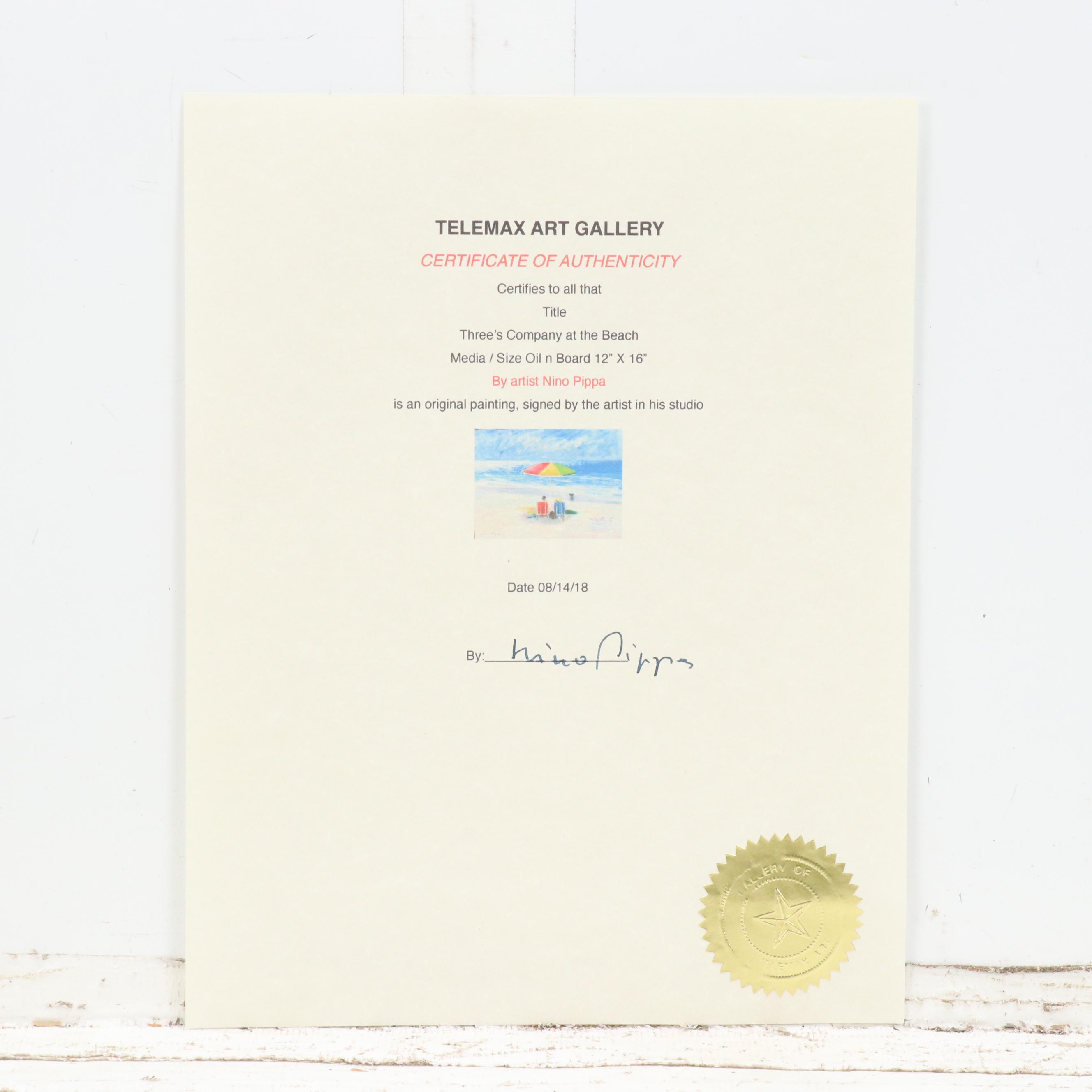 Nino Pippa Oil Painting "Cape Hatteras, Three's Company At The Beach," 2018