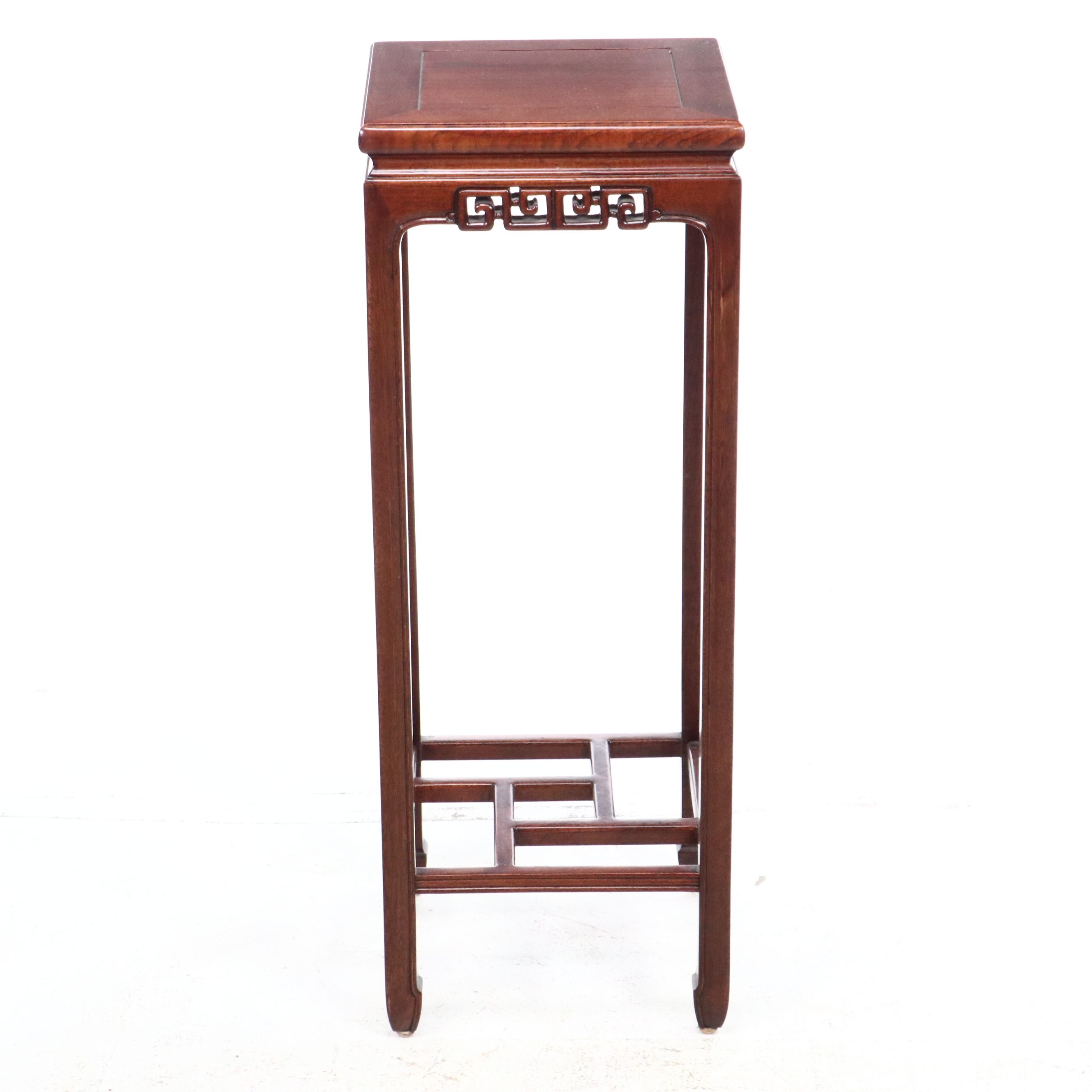 Chinese Style Carved Mahogany Plant Stand, Late 20th to 21st Century