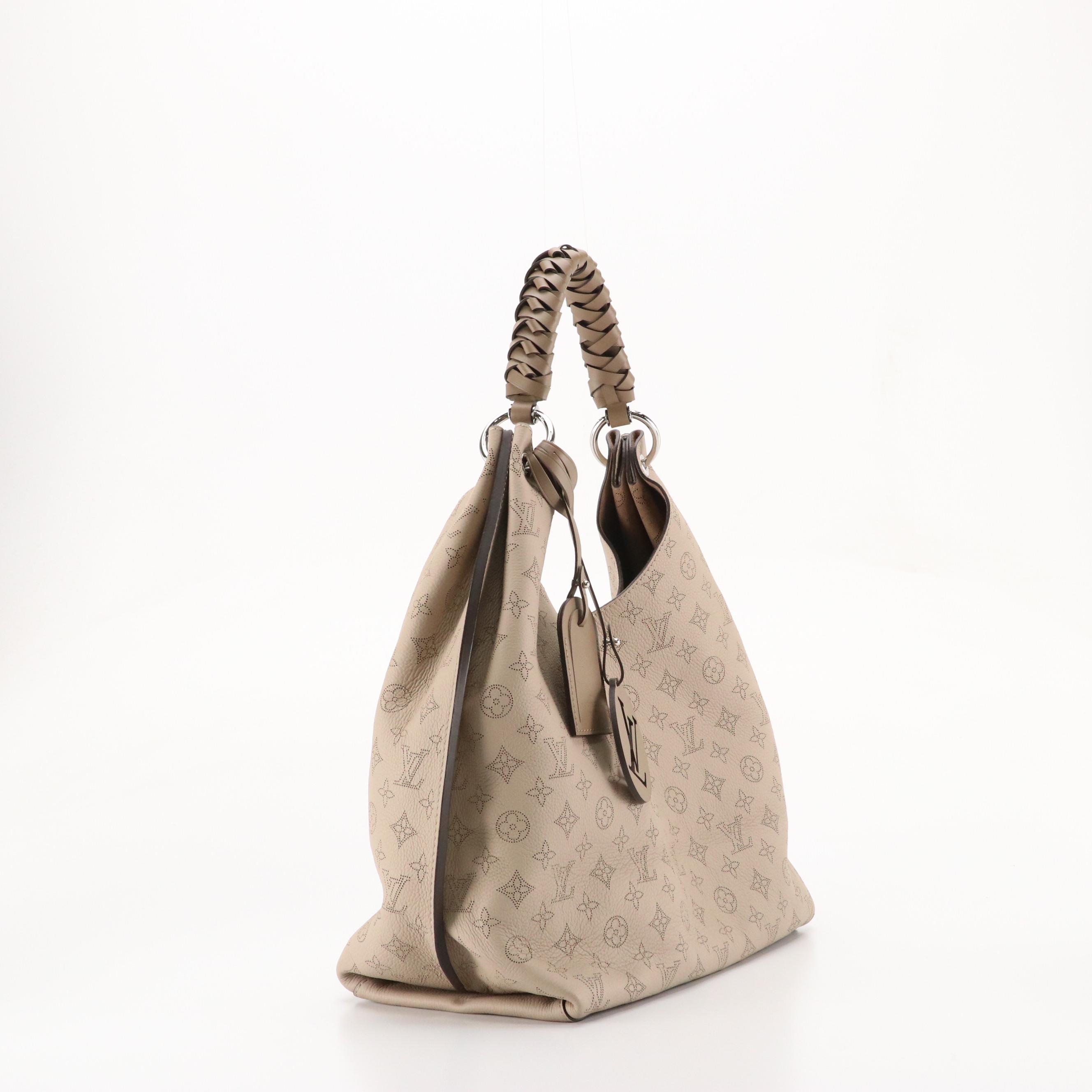 Louis Vuitton Carmel Hobo Bag in 'Galet Gray' Monogram Mahina Calfskin Leather