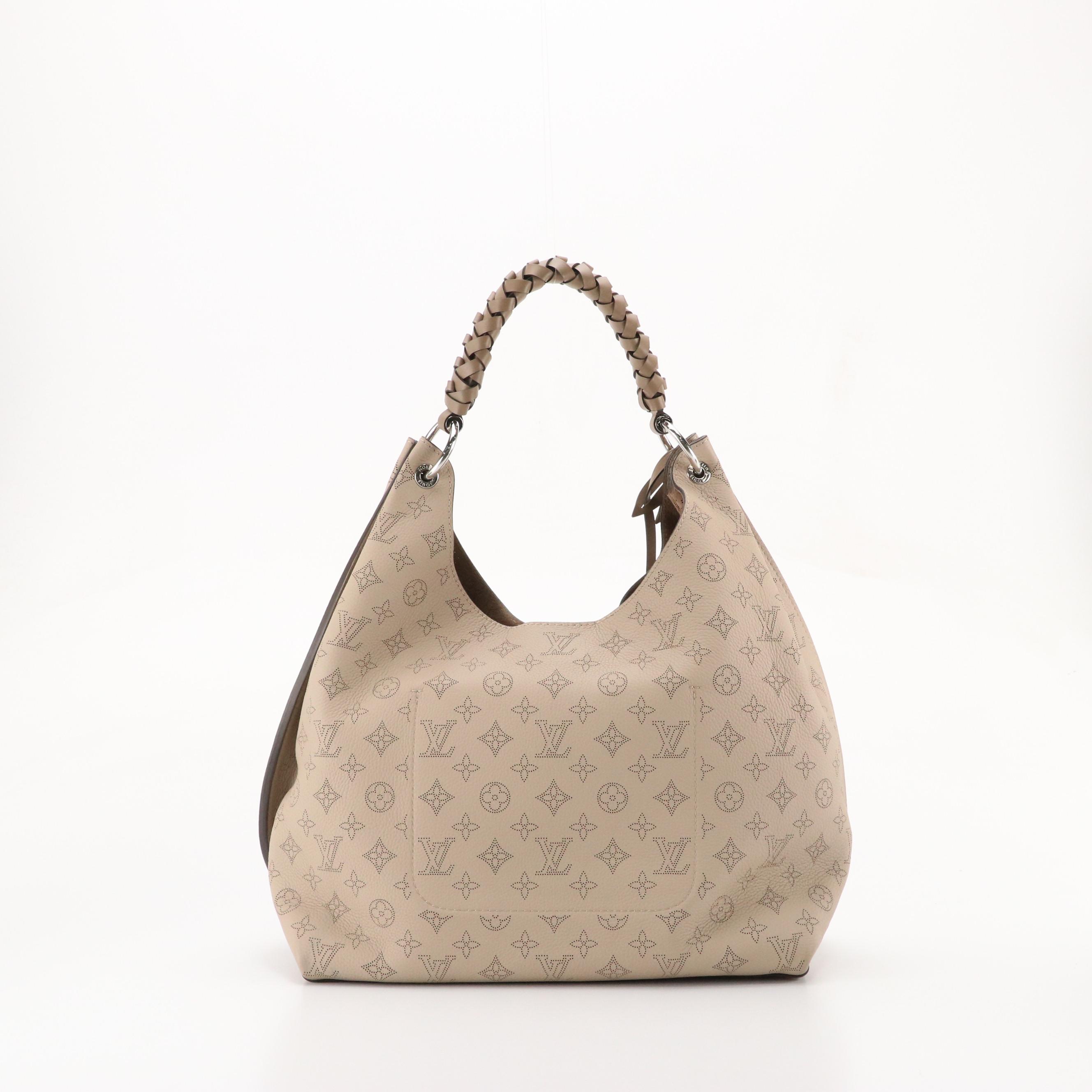 Louis Vuitton Carmel Hobo Bag in 'Galet Gray' Monogram Mahina Calfskin Leather