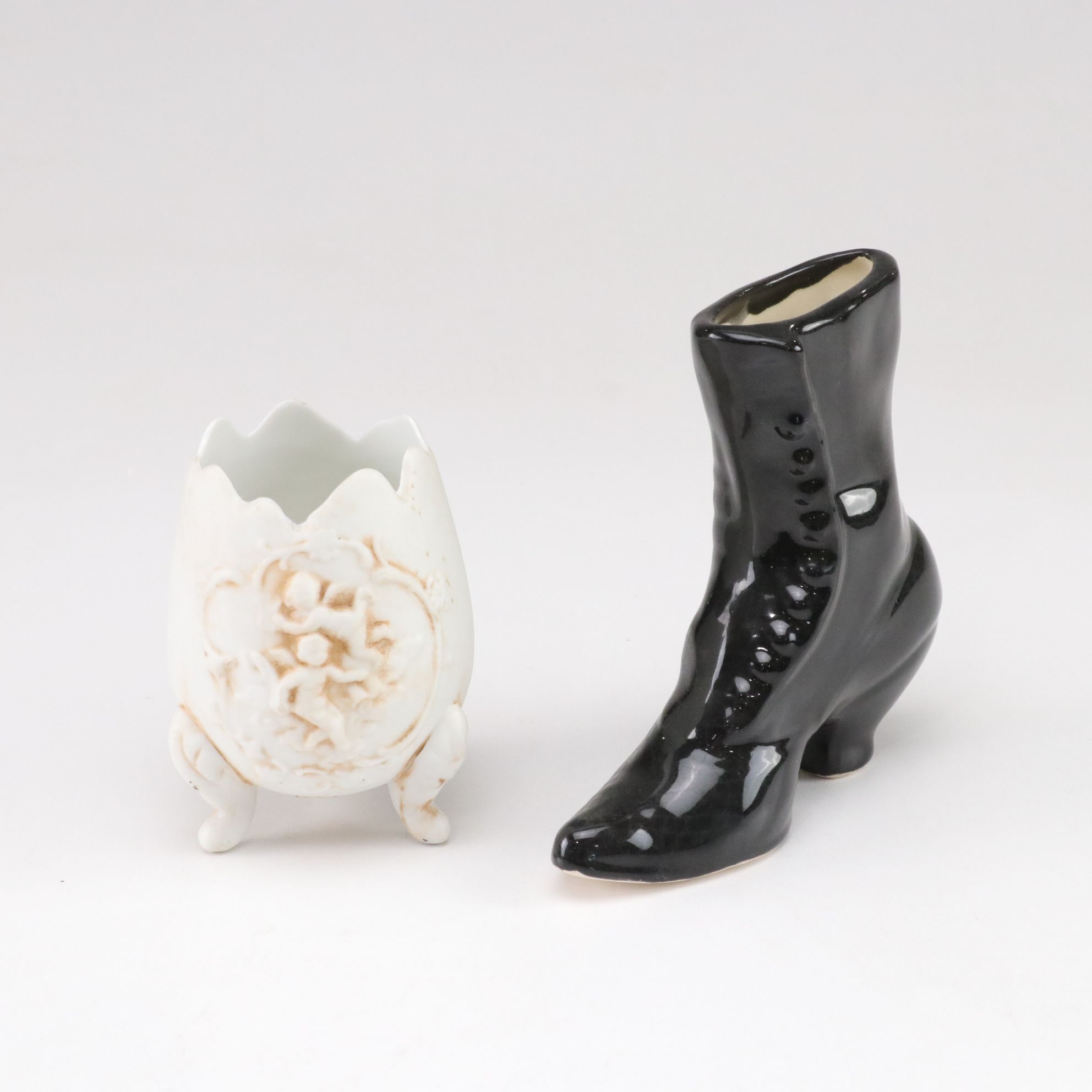 Hull Pottery Swan with Speckled Mint Green Pedestal Planter, Owls and More