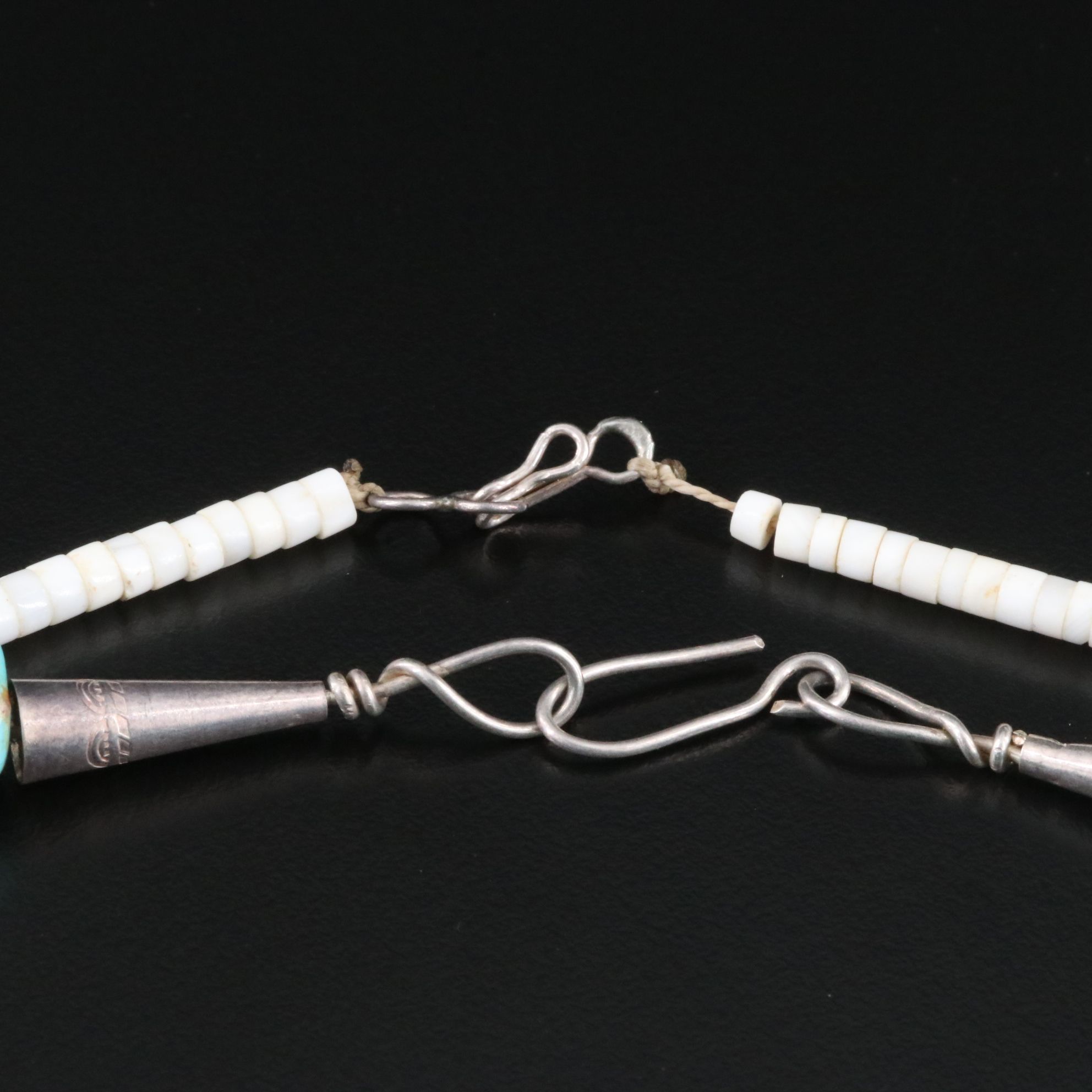 Turquoise and Shell Necklaces with Sterling Clasps