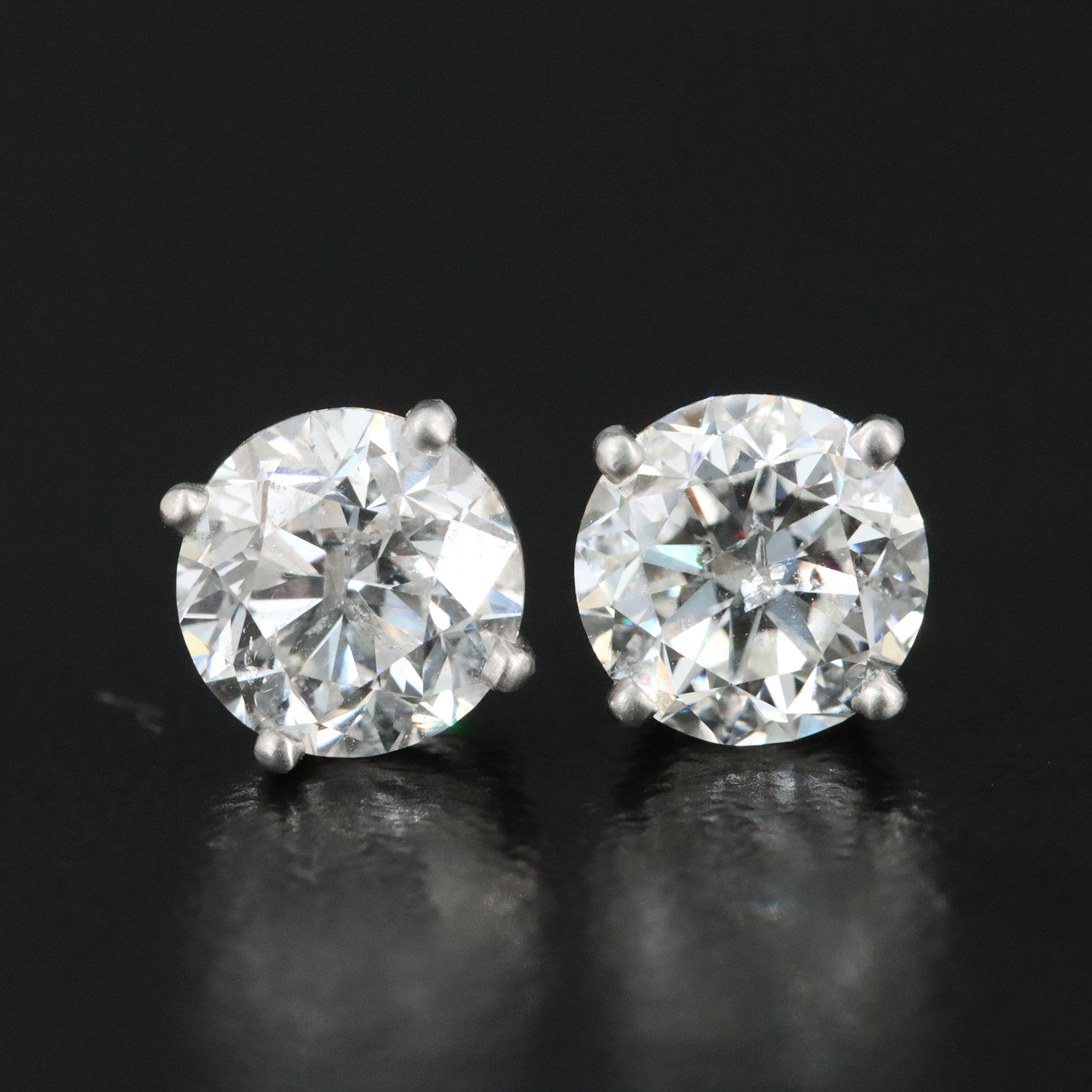 Platinum 2.02 CTW Diamond Stud Earrings with GIA eReports