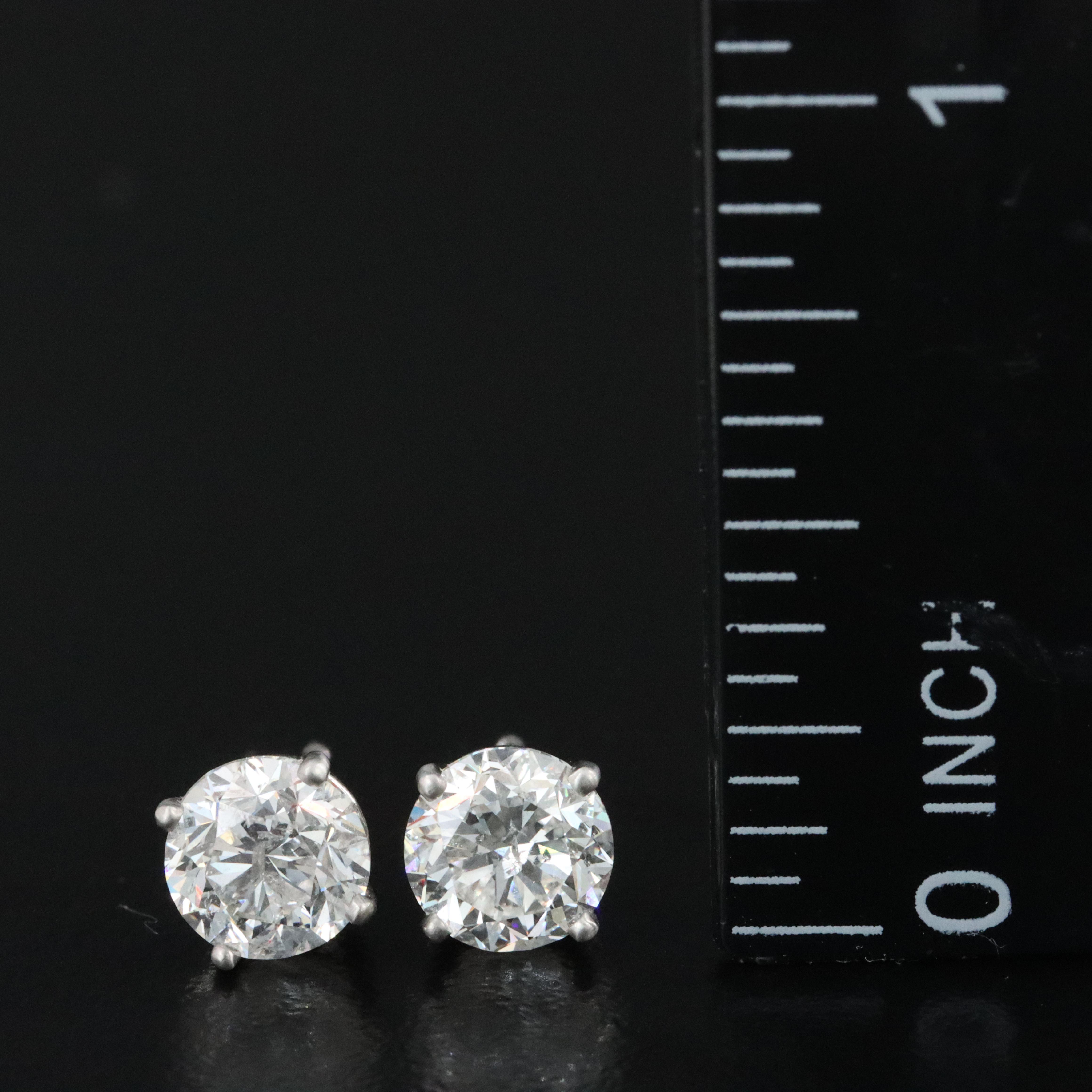 Platinum 2.02 CTW Diamond Stud Earrings with GIA eReports