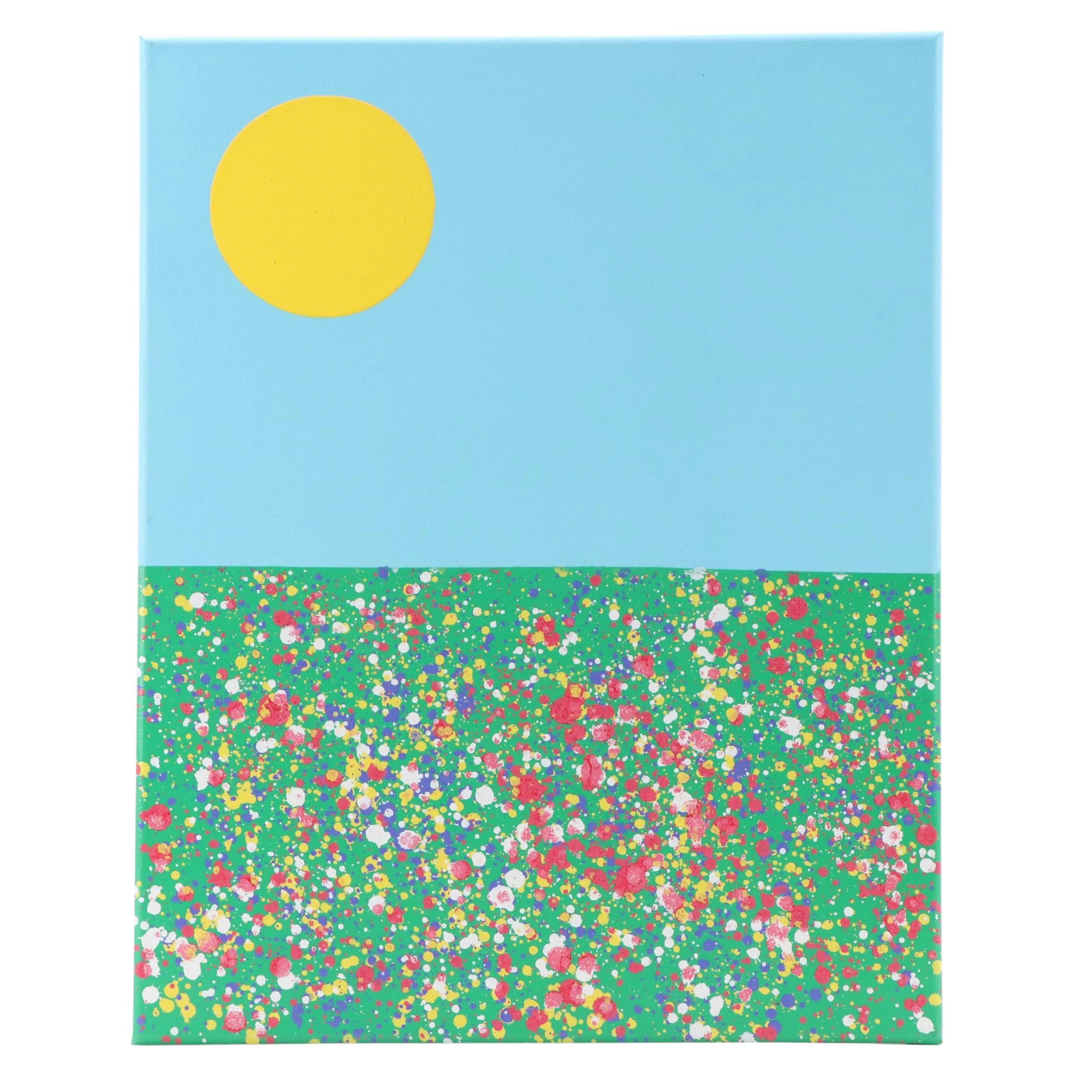 Jason Michael Durham Stylized Landscape Mixed Media Painting "Wildflowers," 2025