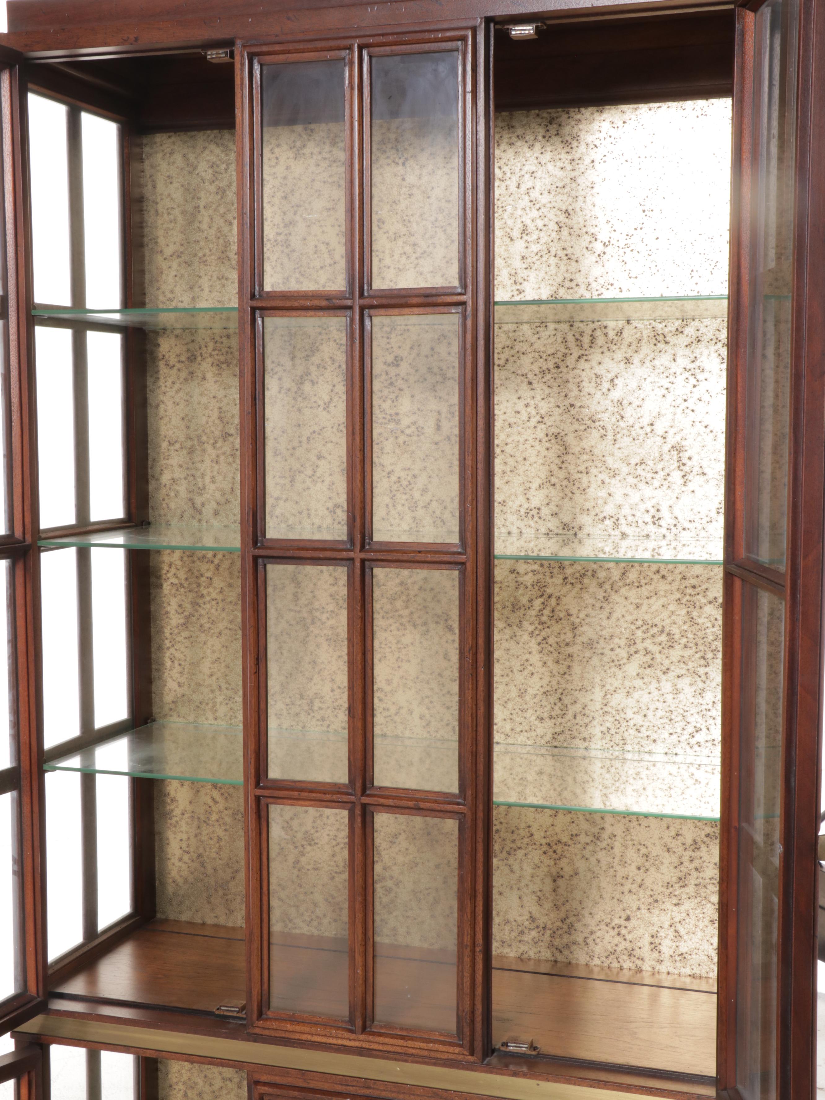 Traditional Illuminated Walnut Display Cabinet