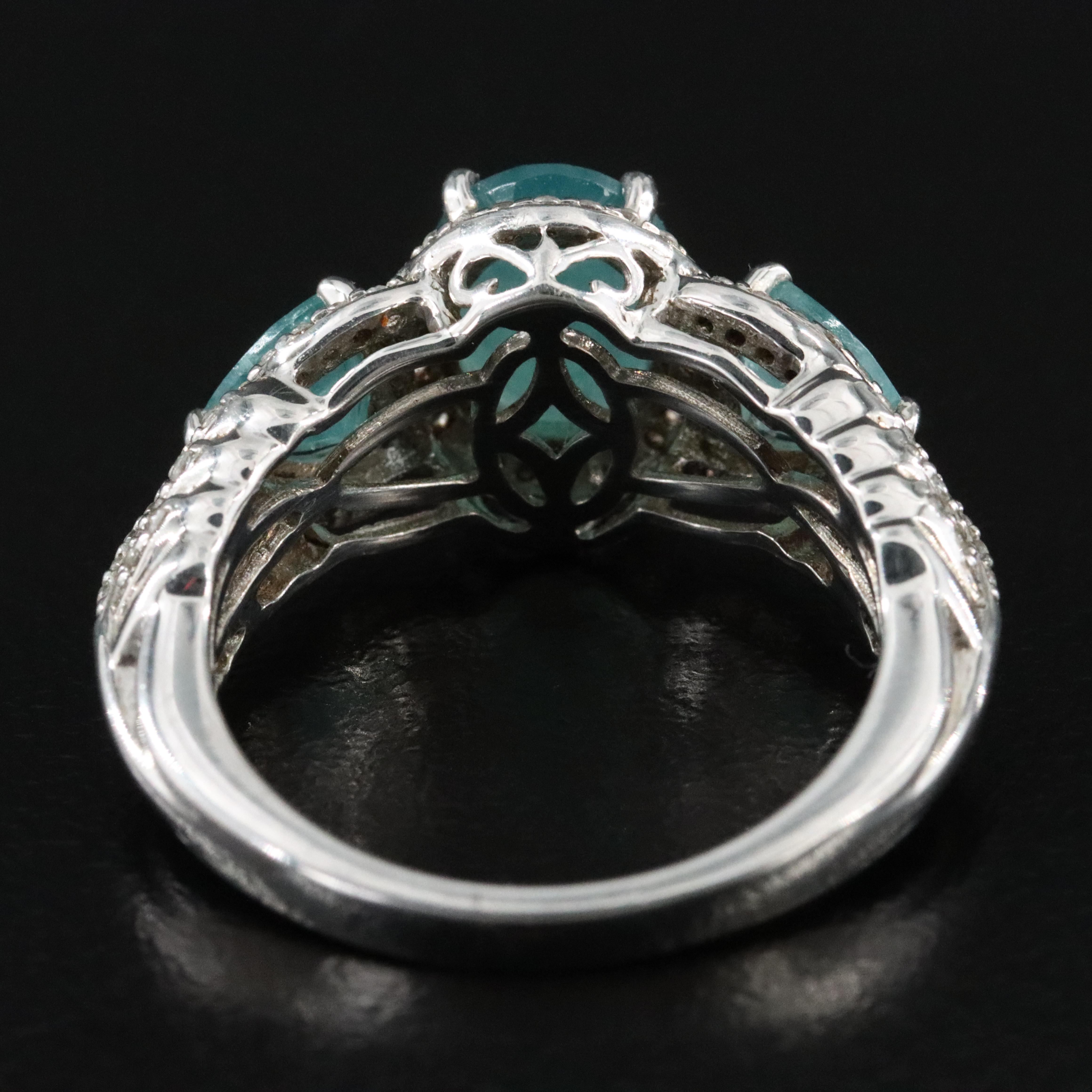 Sterling Grandidierite and Zircon with Feather Details on the Shoulder Ring