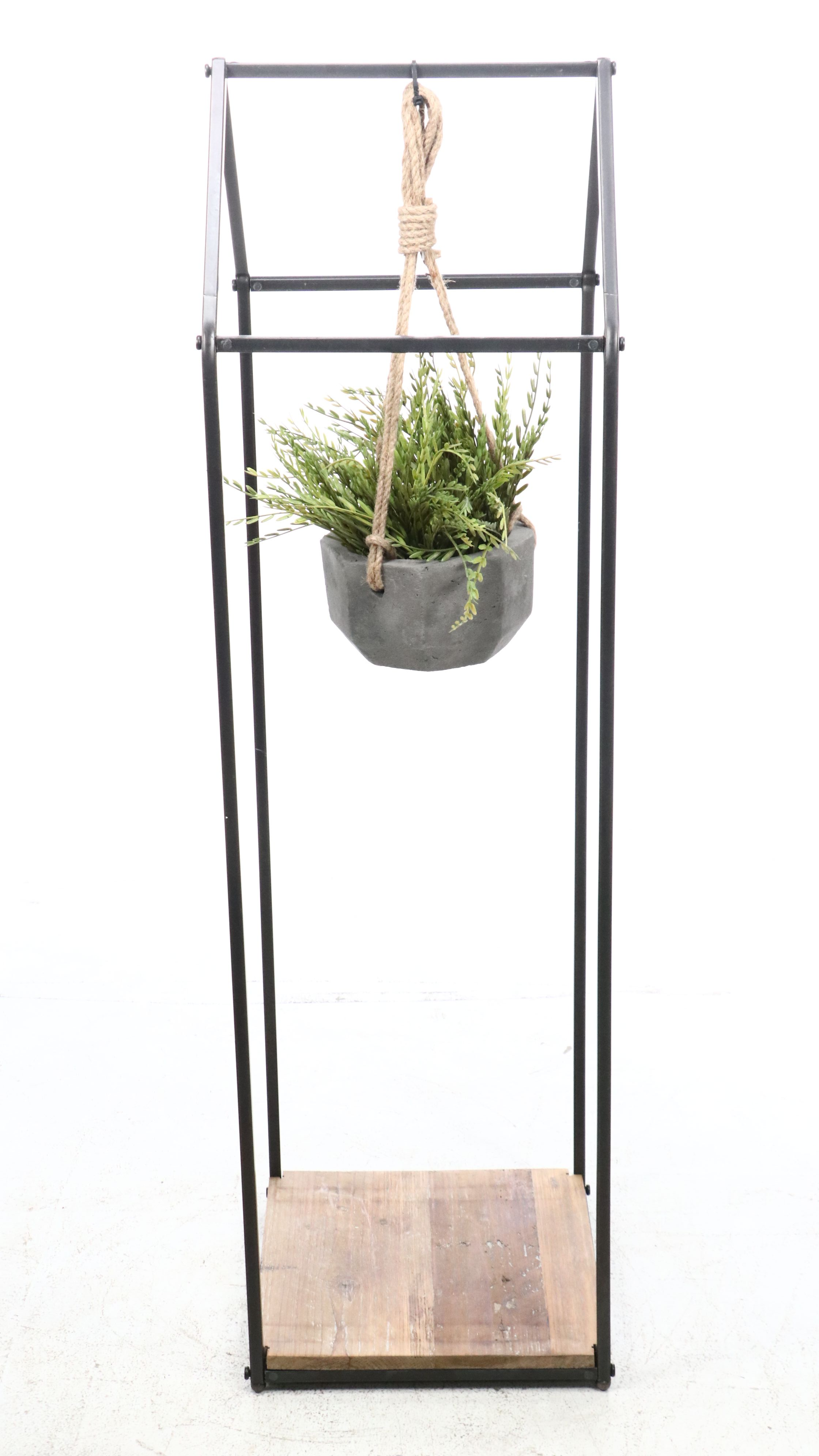 Contemporary Metal Frame Hanging Plant Holder