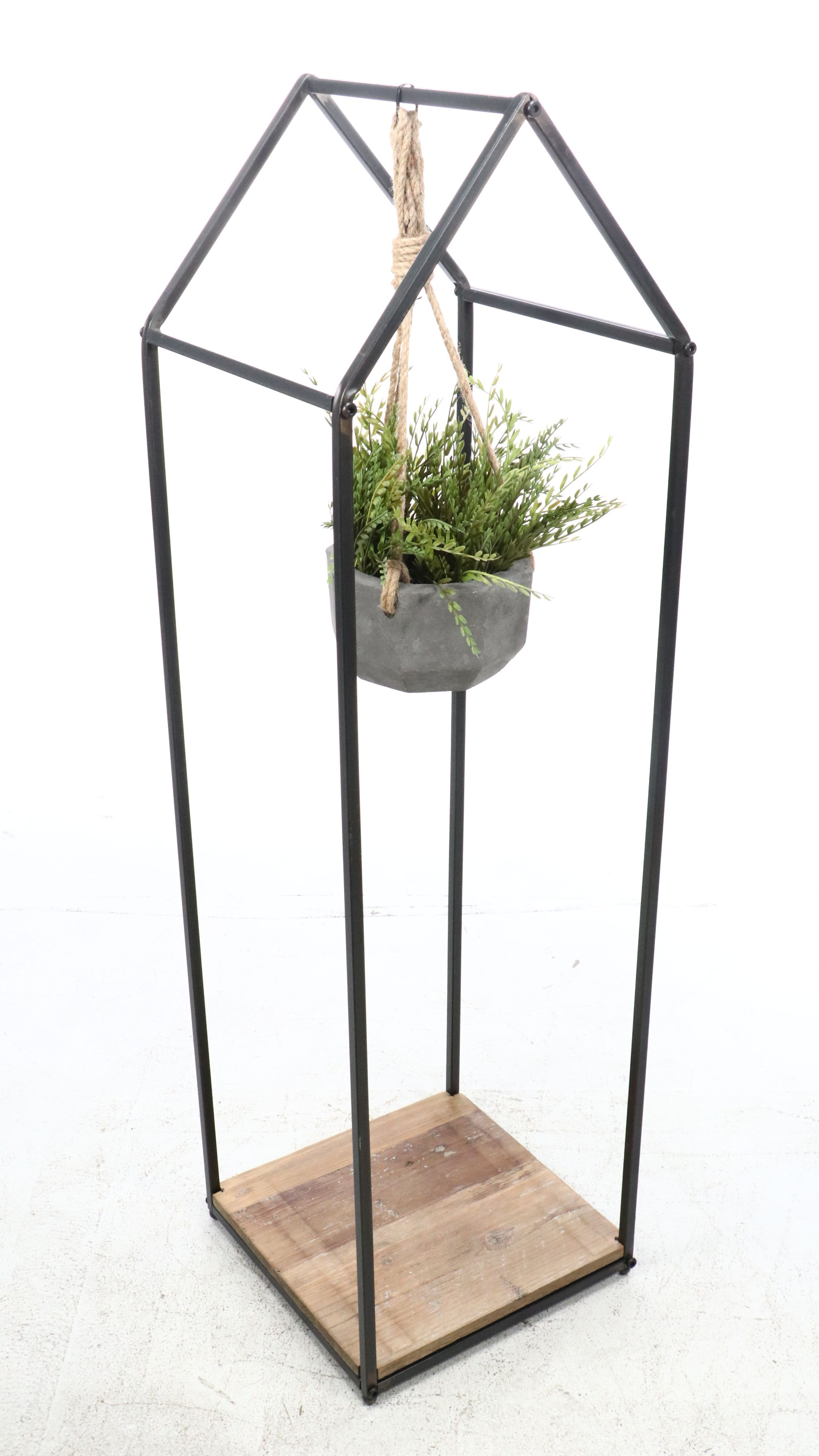 Contemporary Metal Frame Hanging Plant Holder
