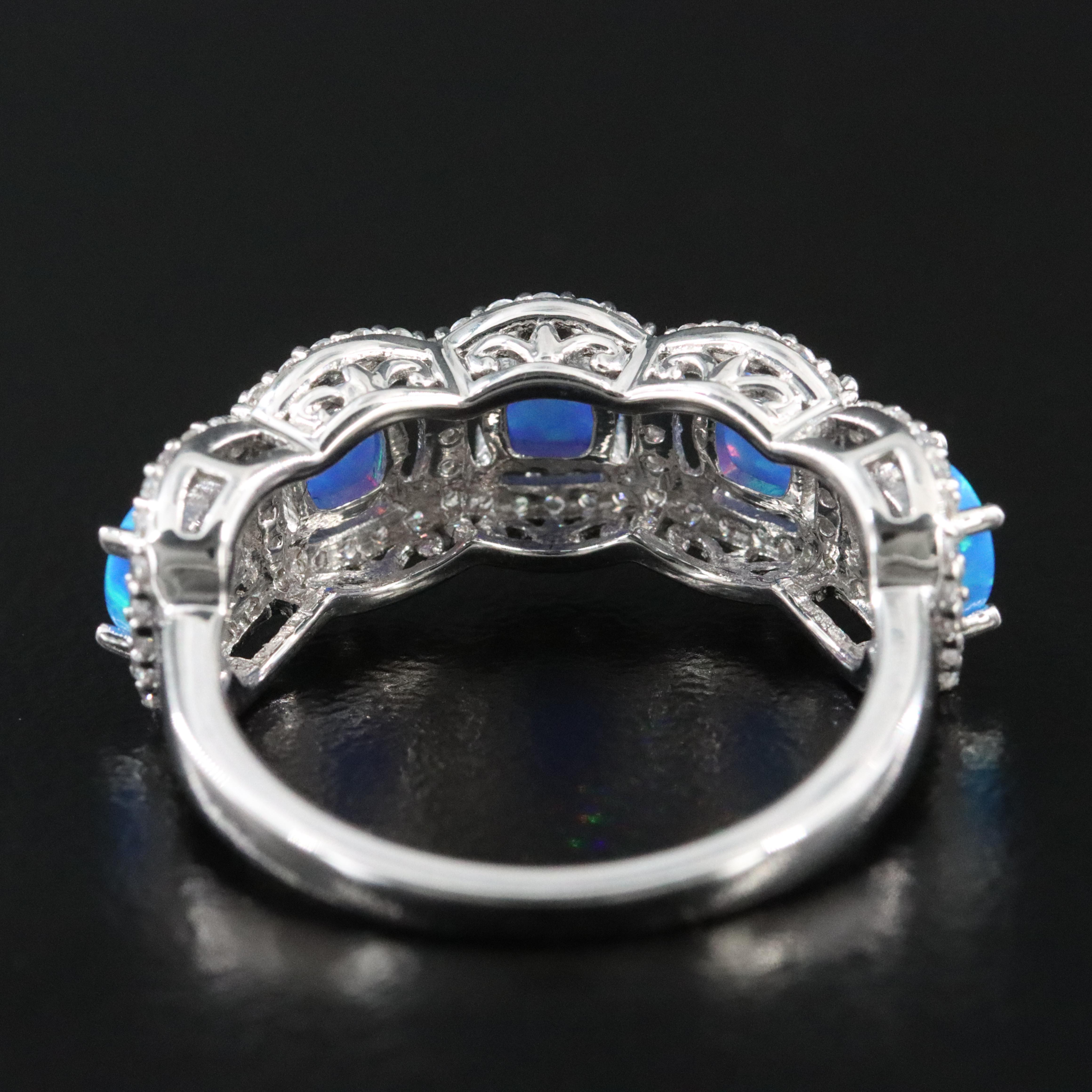 Sterling Opal and CZ Ring