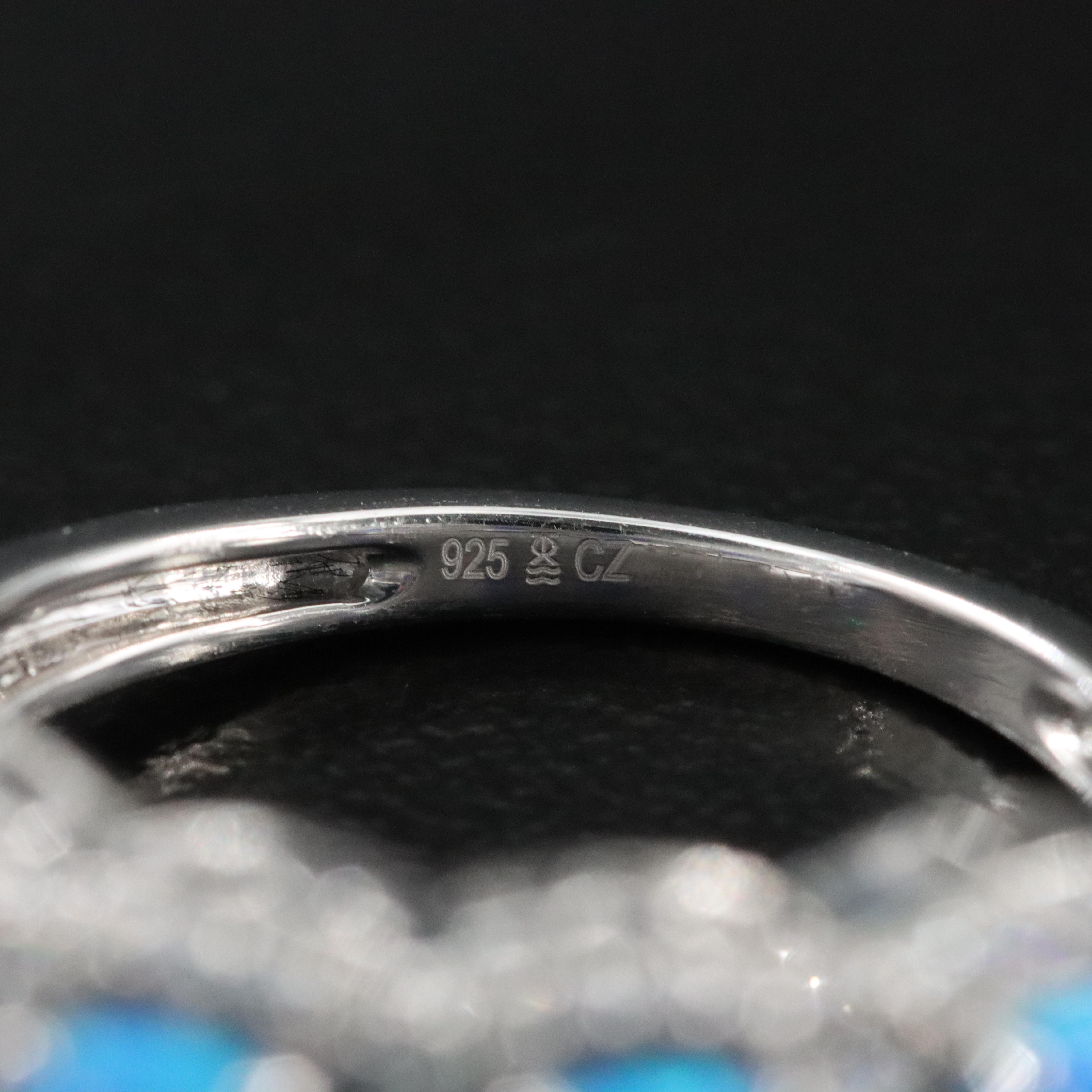 Sterling Opal and CZ Ring