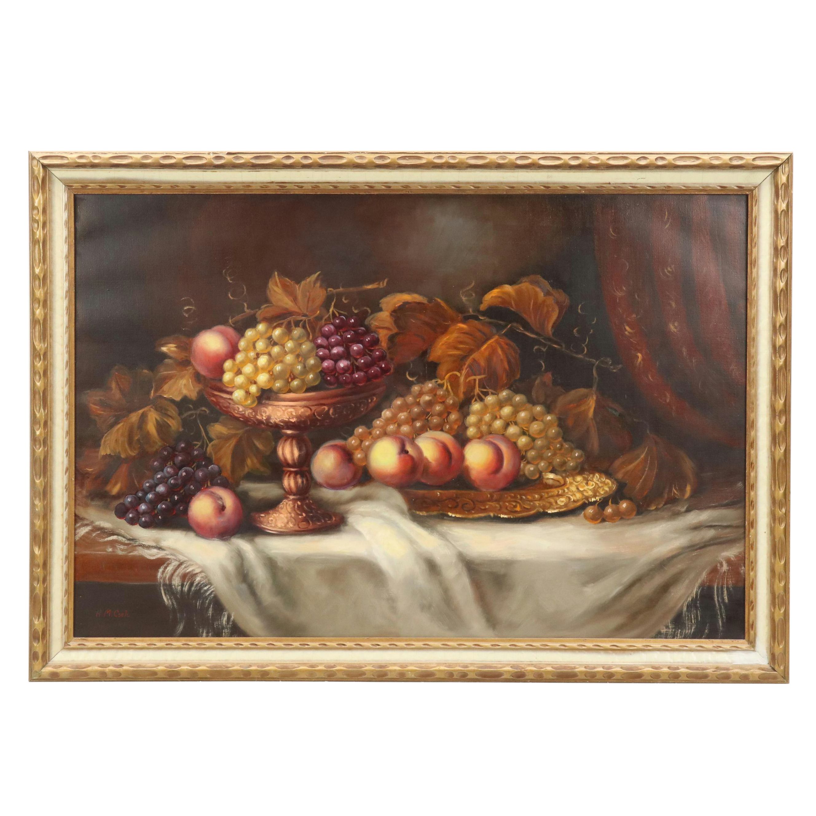 H.M. Csek Still Life Oil Painting of Autumnal Harvest