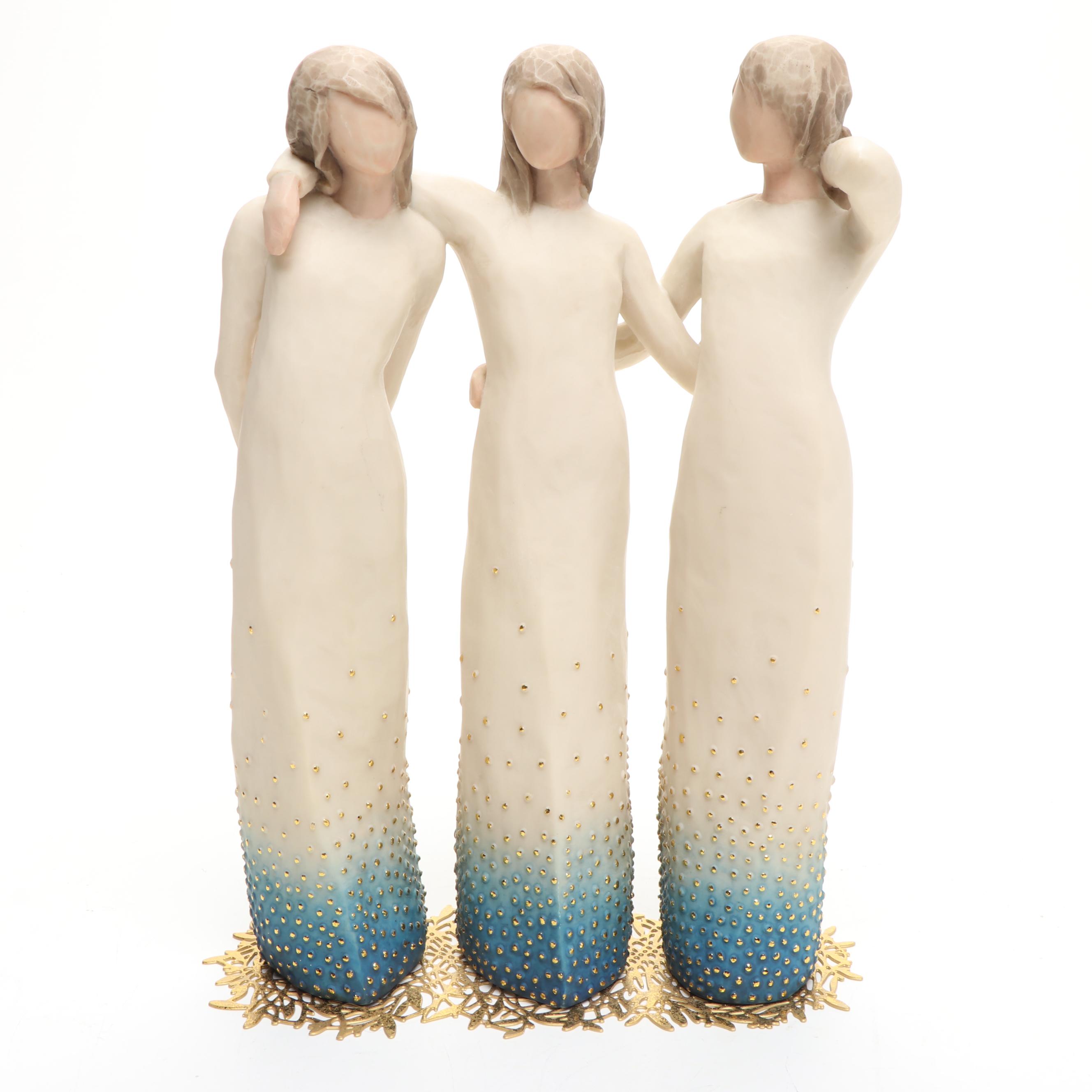 Willow Tree "By My Side" Figurine with Painted Wood Birdhouses