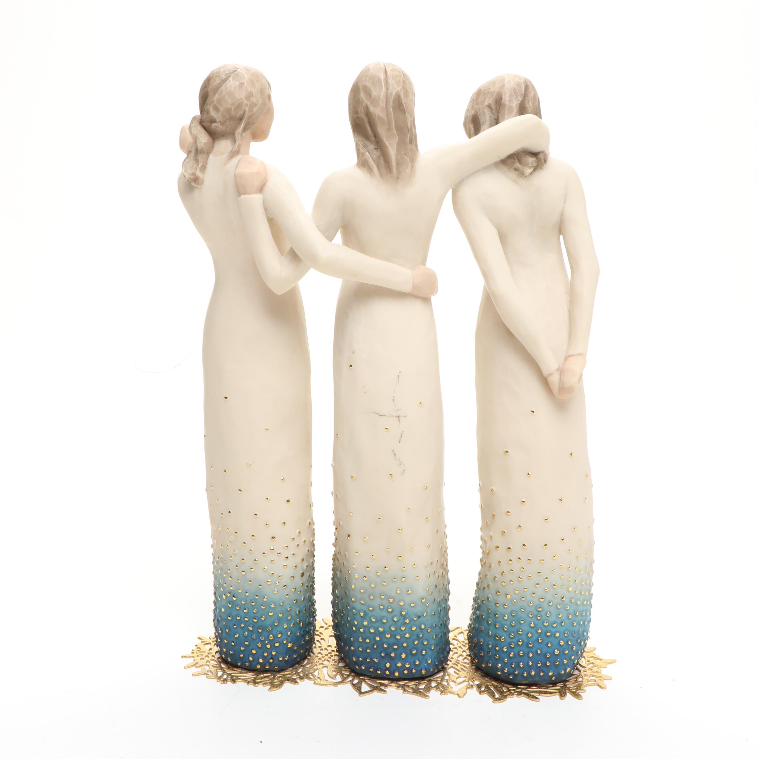 Willow Tree "By My Side" Figurine with Painted Wood Birdhouses