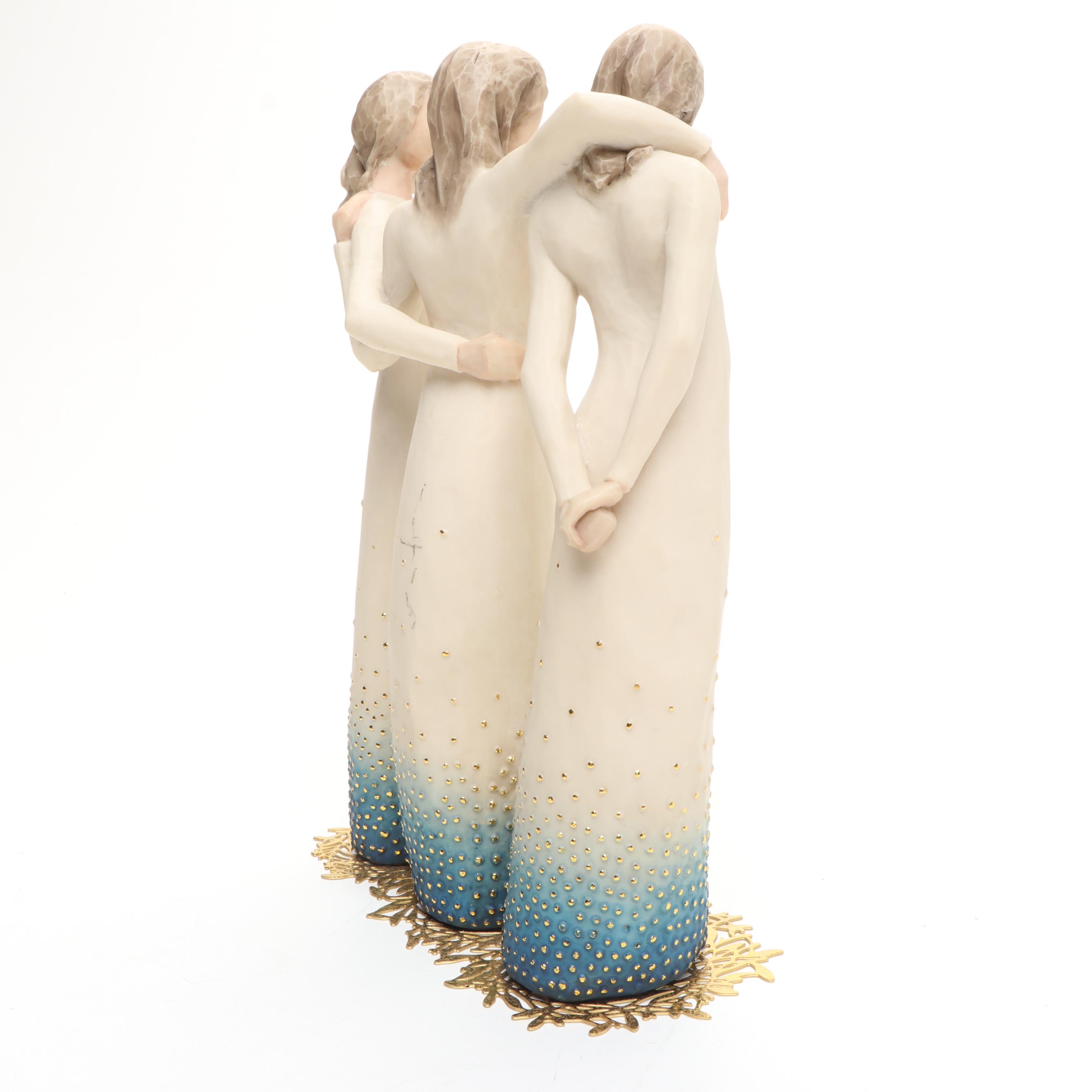 Willow Tree "By My Side" Figurine with Painted Wood Birdhouses