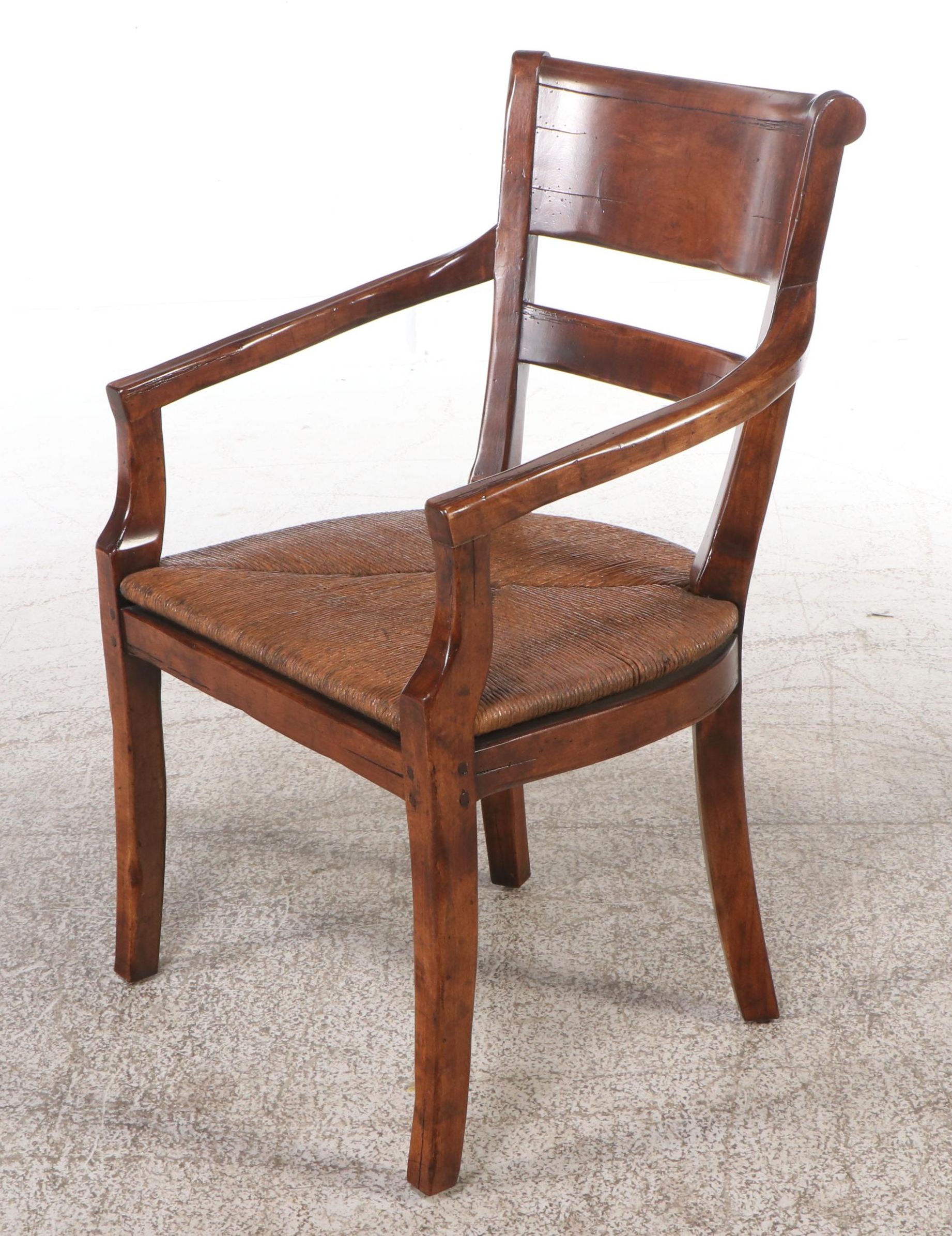 Traditional Style Armchair with Woven Rush Seat