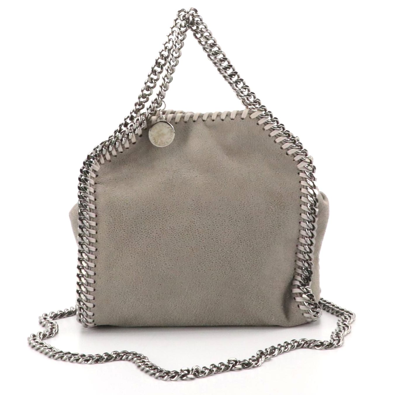 Stella Mccartney Mini Falabella Chain Strap Bag in Grey Shaggy Deer Faux-Leather