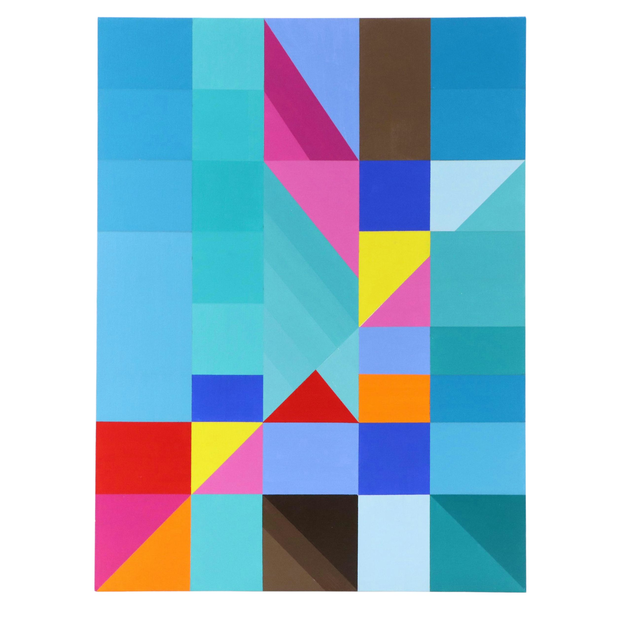 deSanto Stylized Geometric Acrylic Painting "Tessellate Dreams," 2025