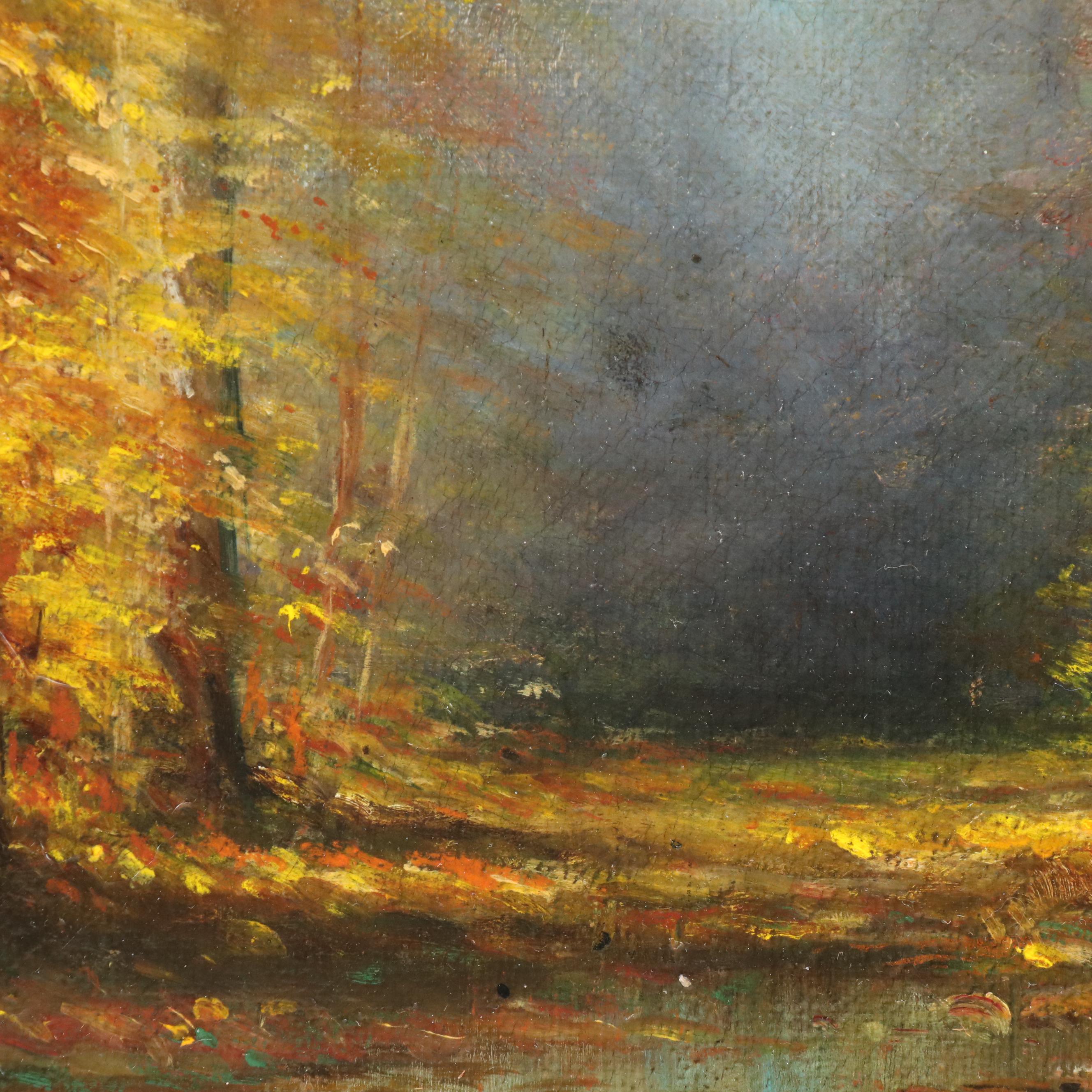 Autumn Creek Landscape Oil Painting, 1883