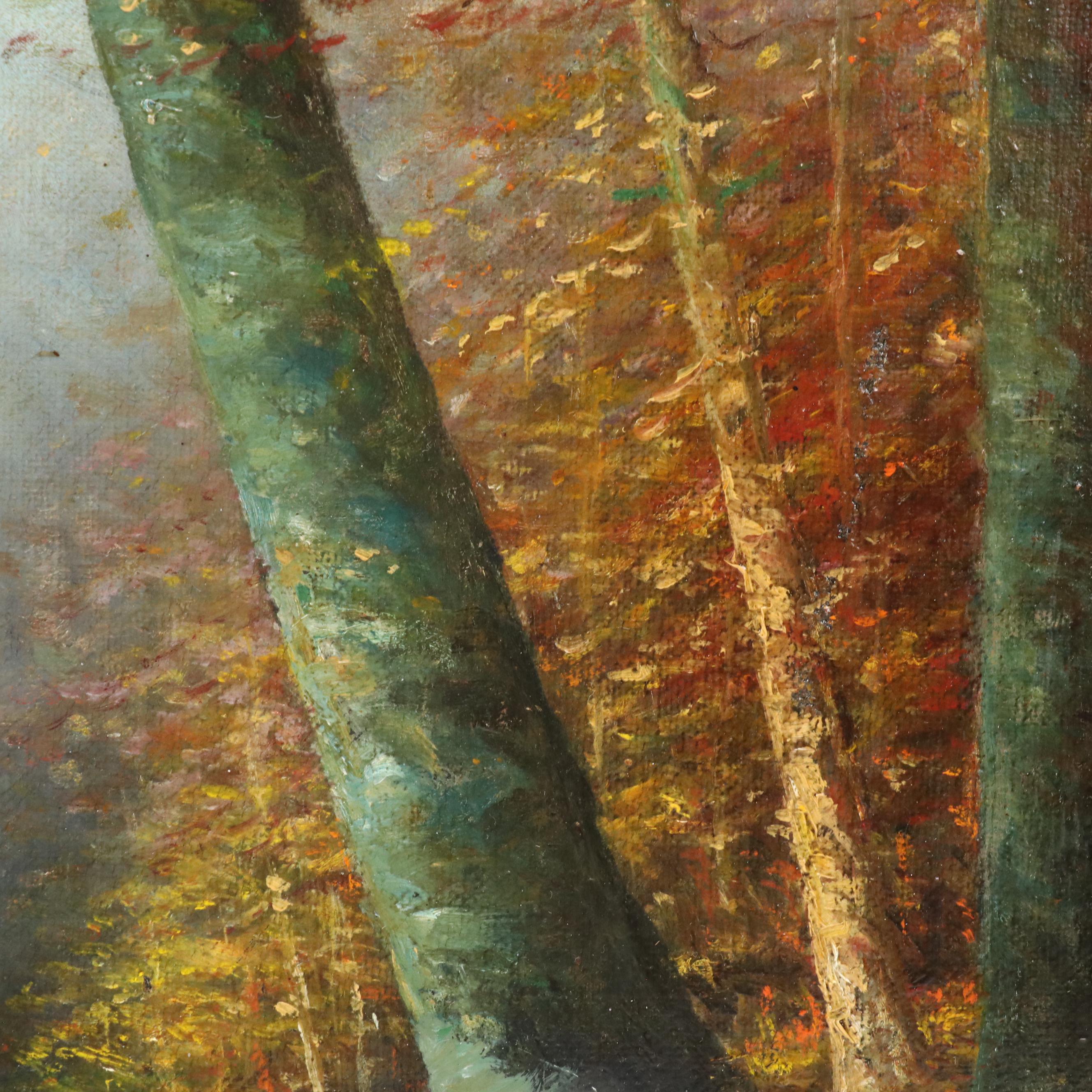 Autumn Creek Landscape Oil Painting, 1883