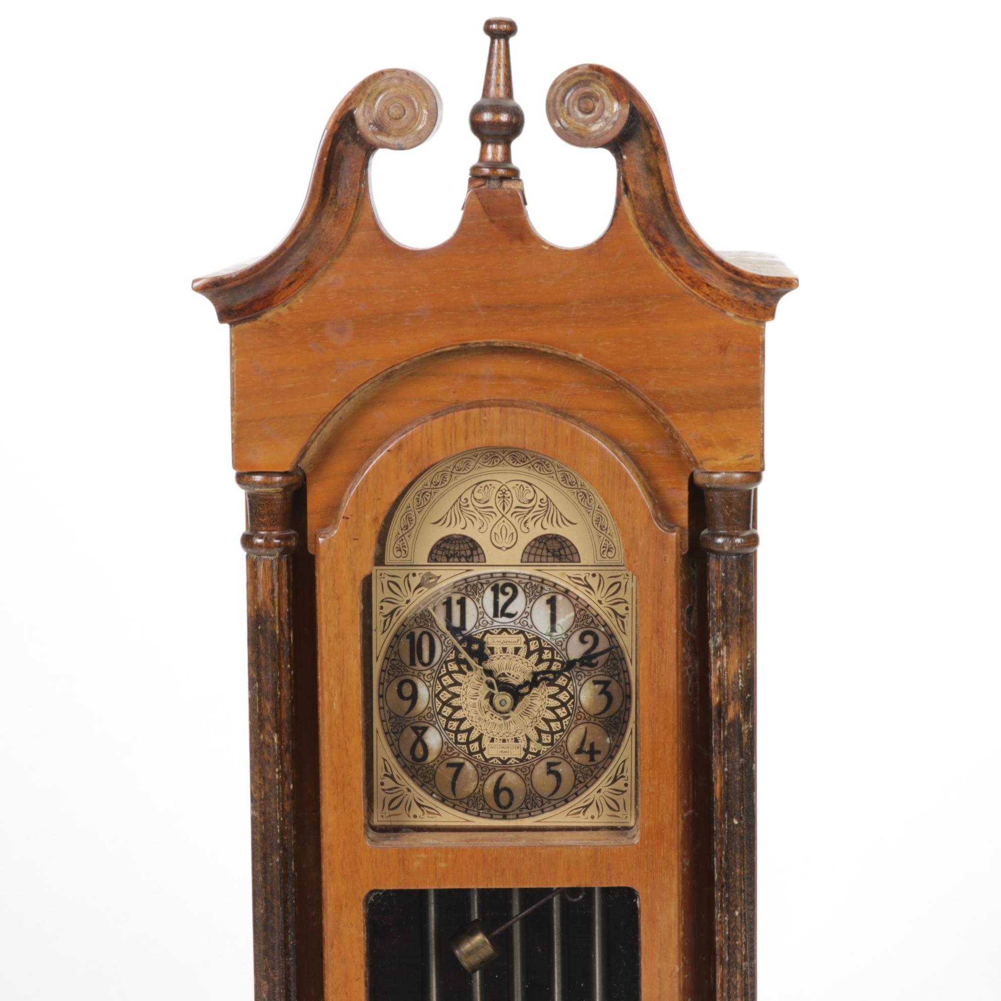 Imperial Westminster Chimes Mini Electric Grandfather Clock, Mid-Century
