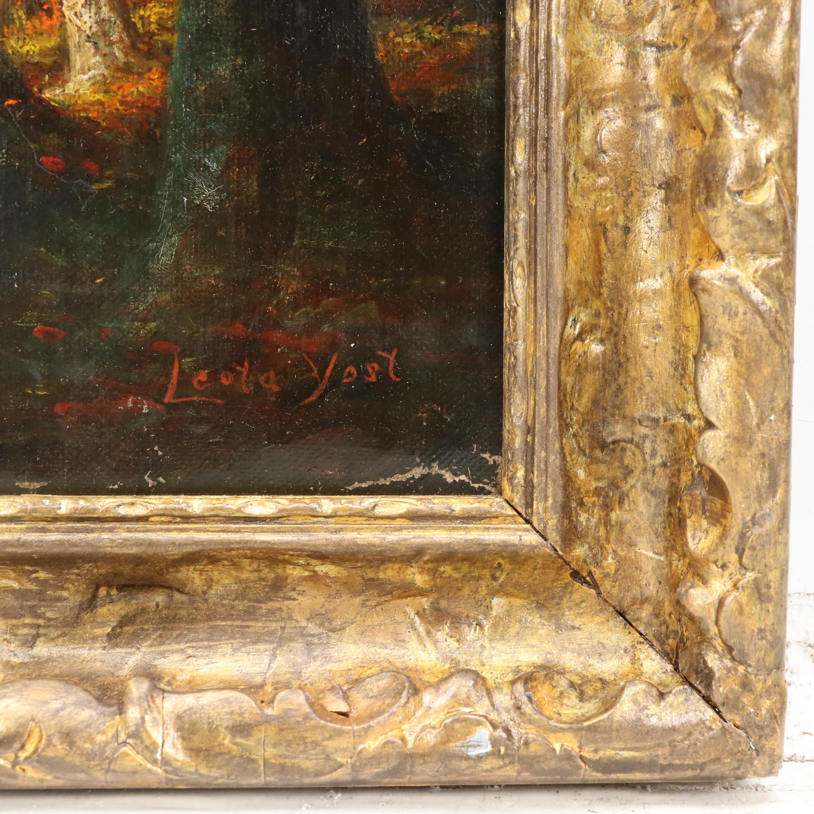 Autumn Creek Landscape Oil Painting, 1883