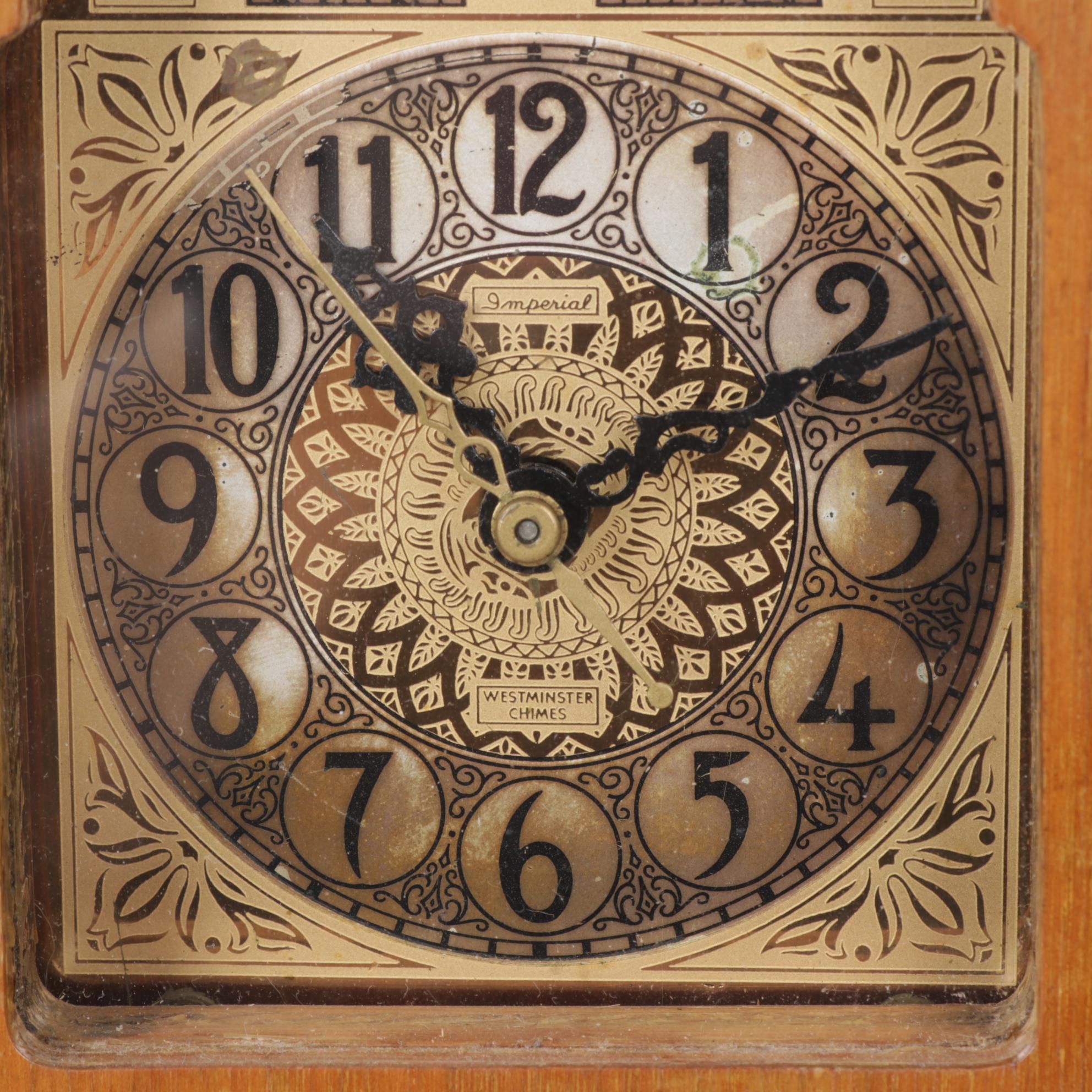 Imperial Westminster Chimes Mini Electric Grandfather Clock, Mid-Century