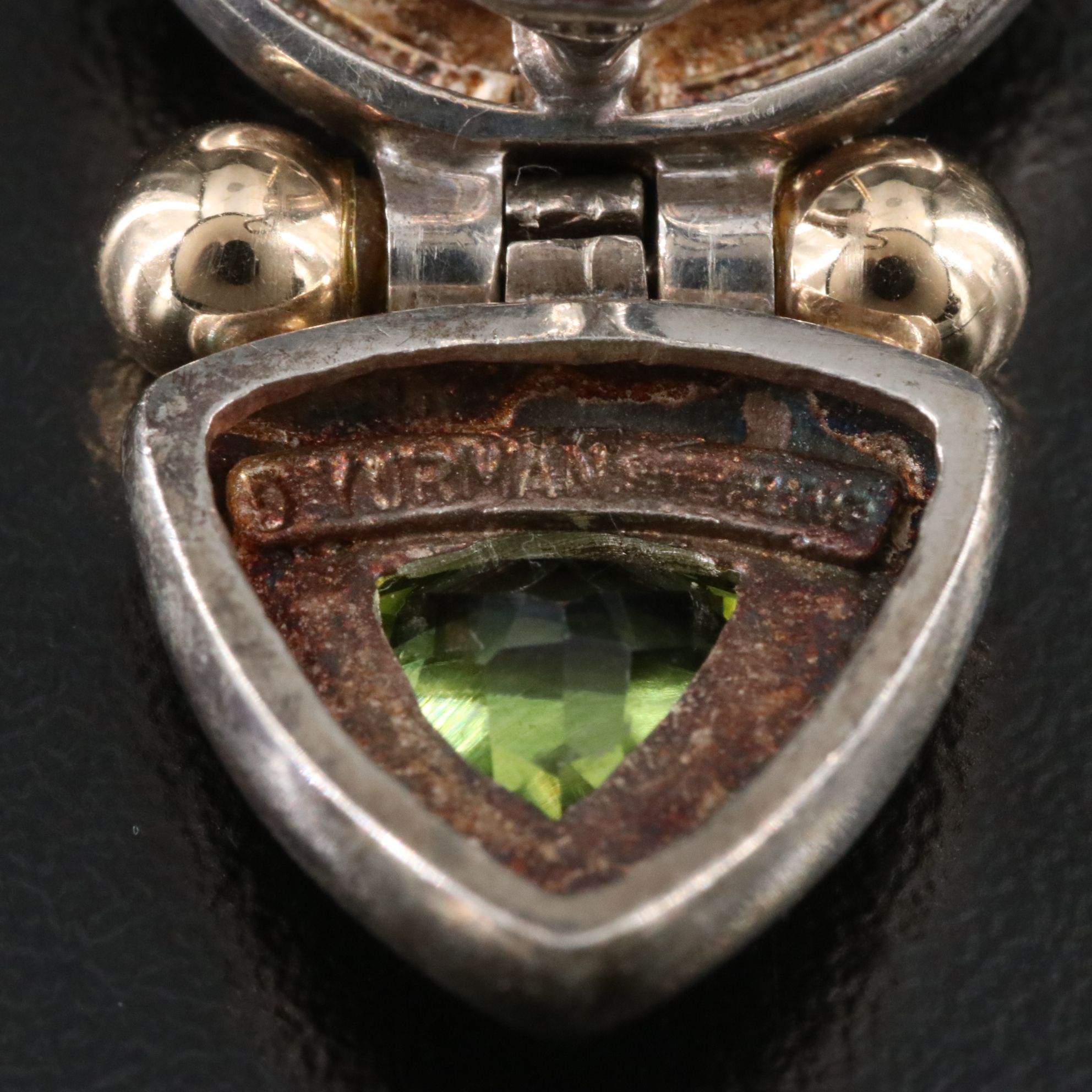 David Yurman Sterling Amethyst and Peridot Earrings with 14K Accents