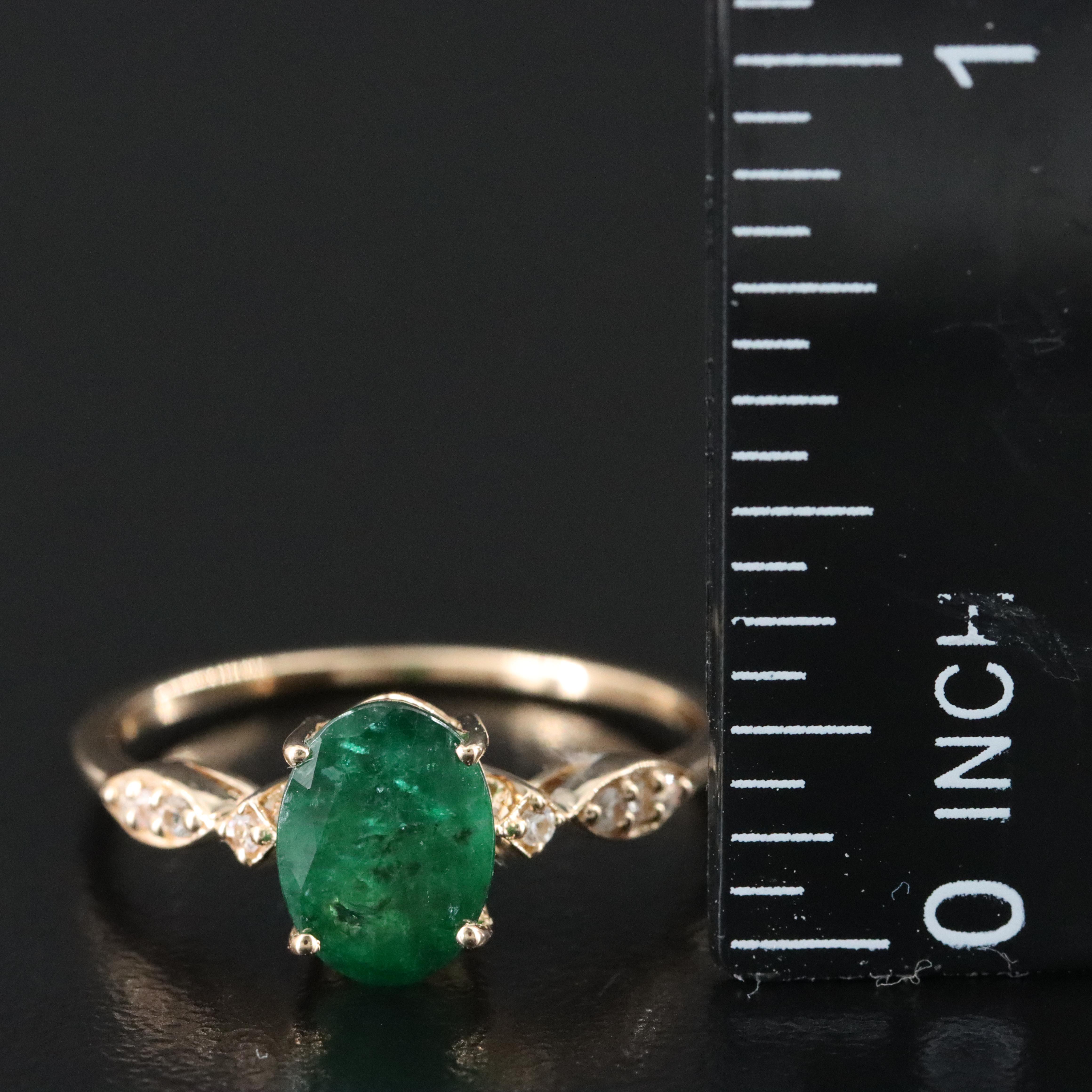 14K Emerald and White Sapphire Ring