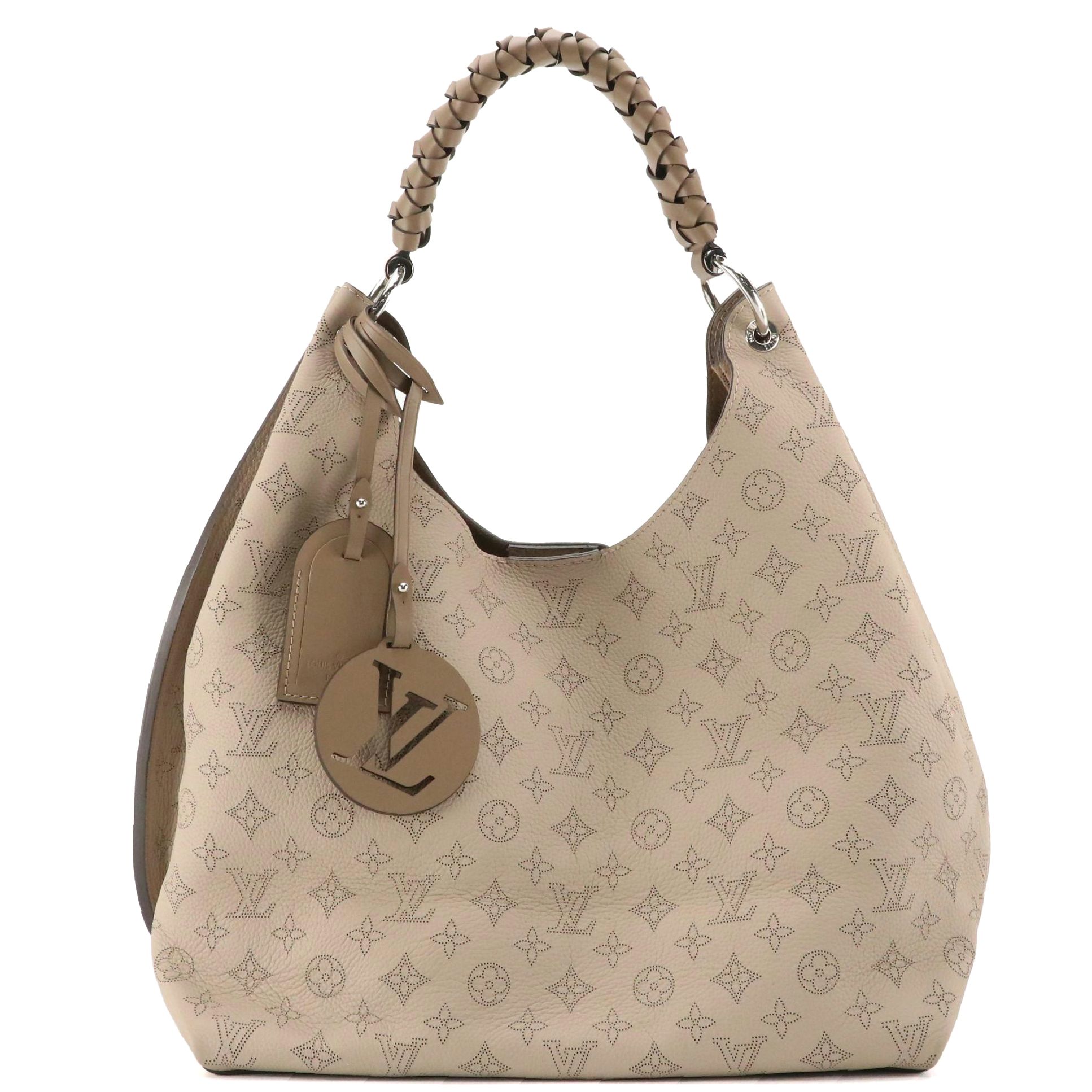 Louis Vuitton Carmel Hobo Bag in 'Galet Gray' Monogram Mahina Calfskin Leather