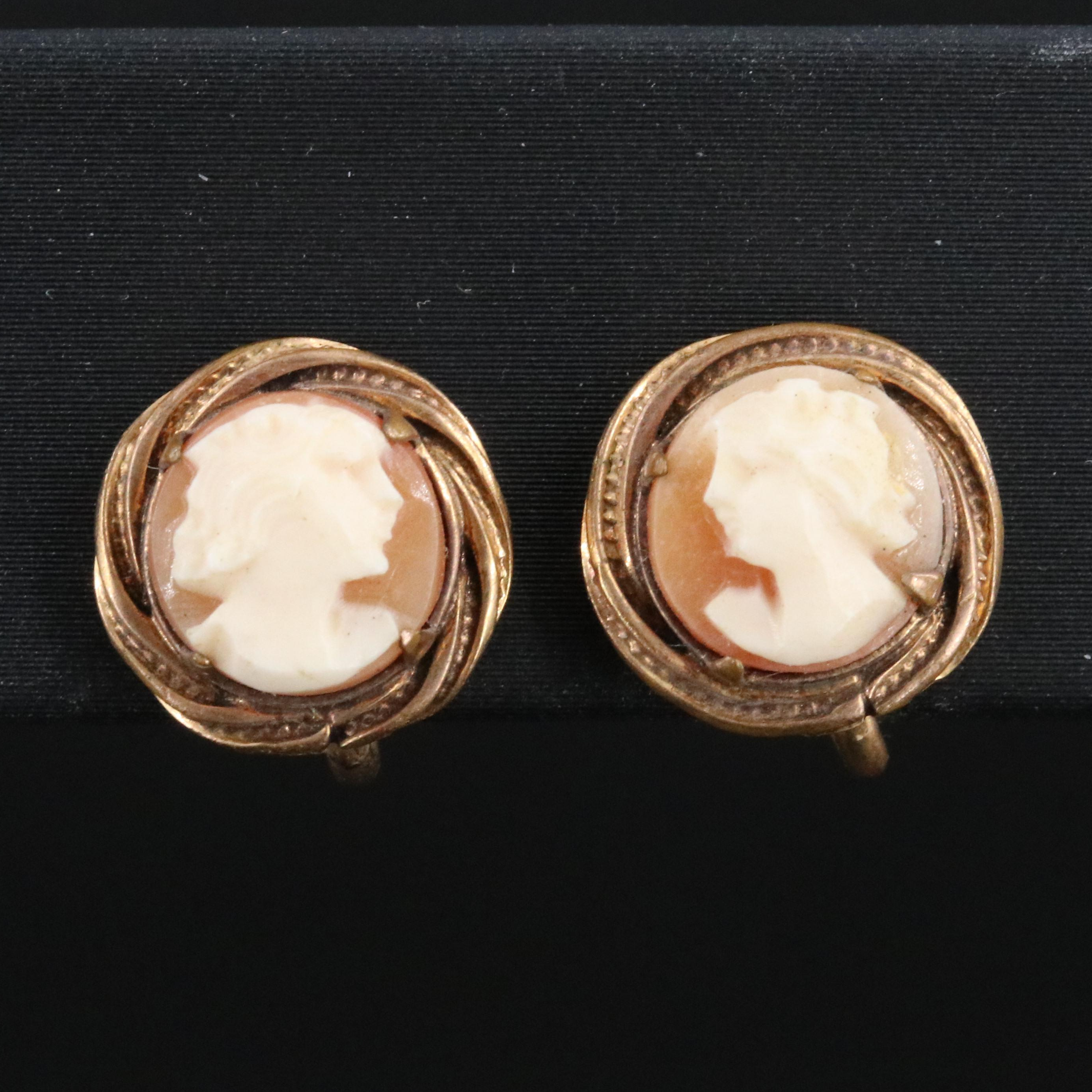Gold-Filled Cameo Earrings