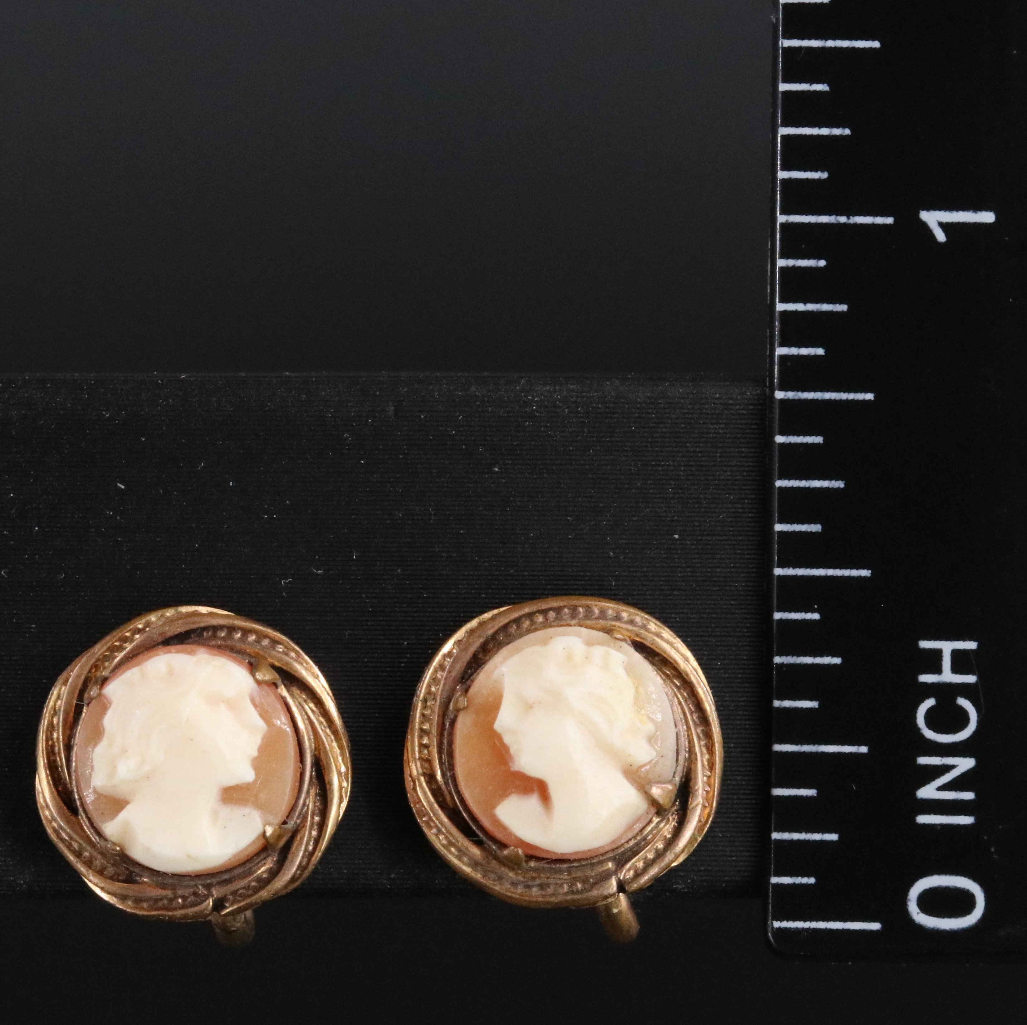 Gold-Filled Cameo Earrings