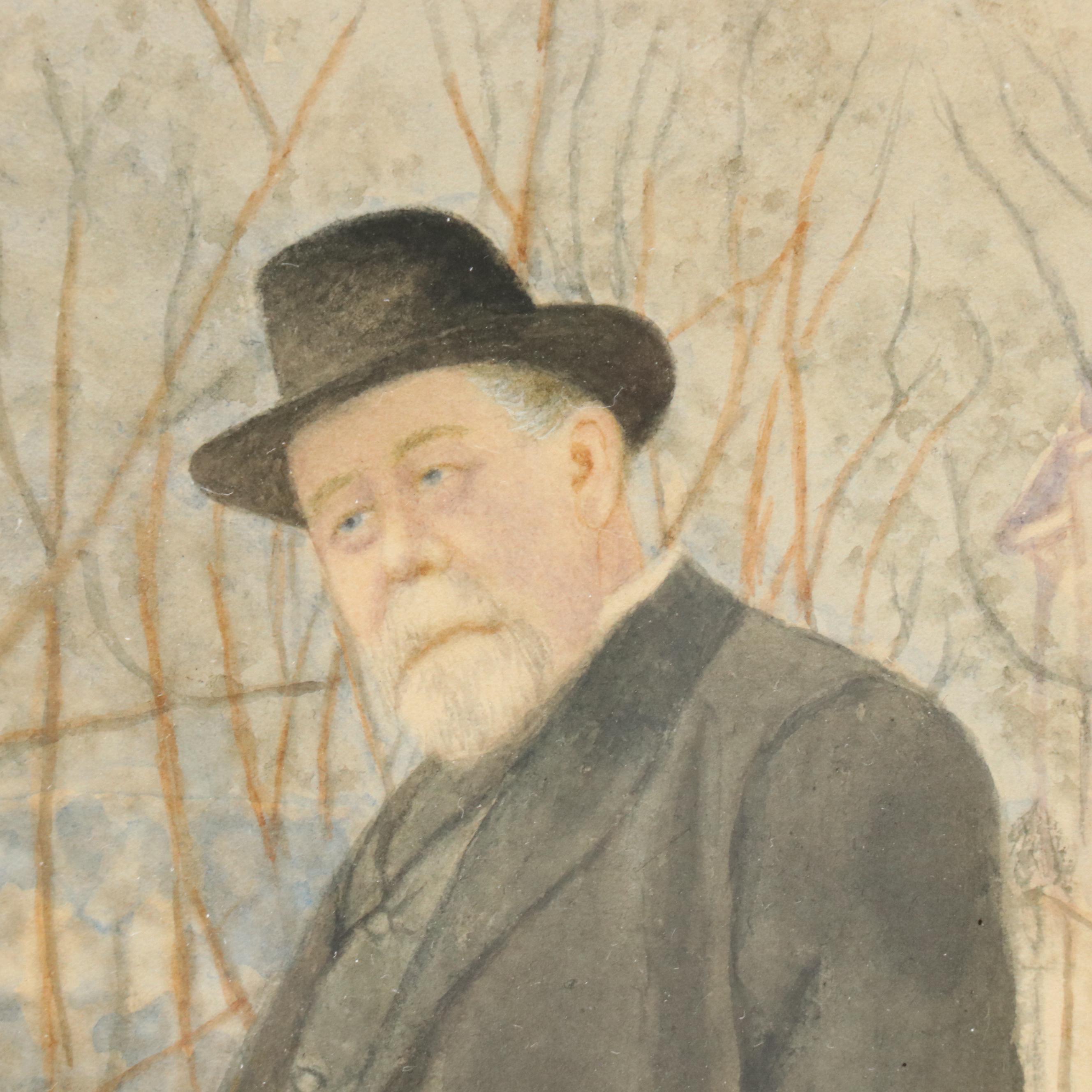 Watercolor Painting of Gentleman, Late 19th Century
