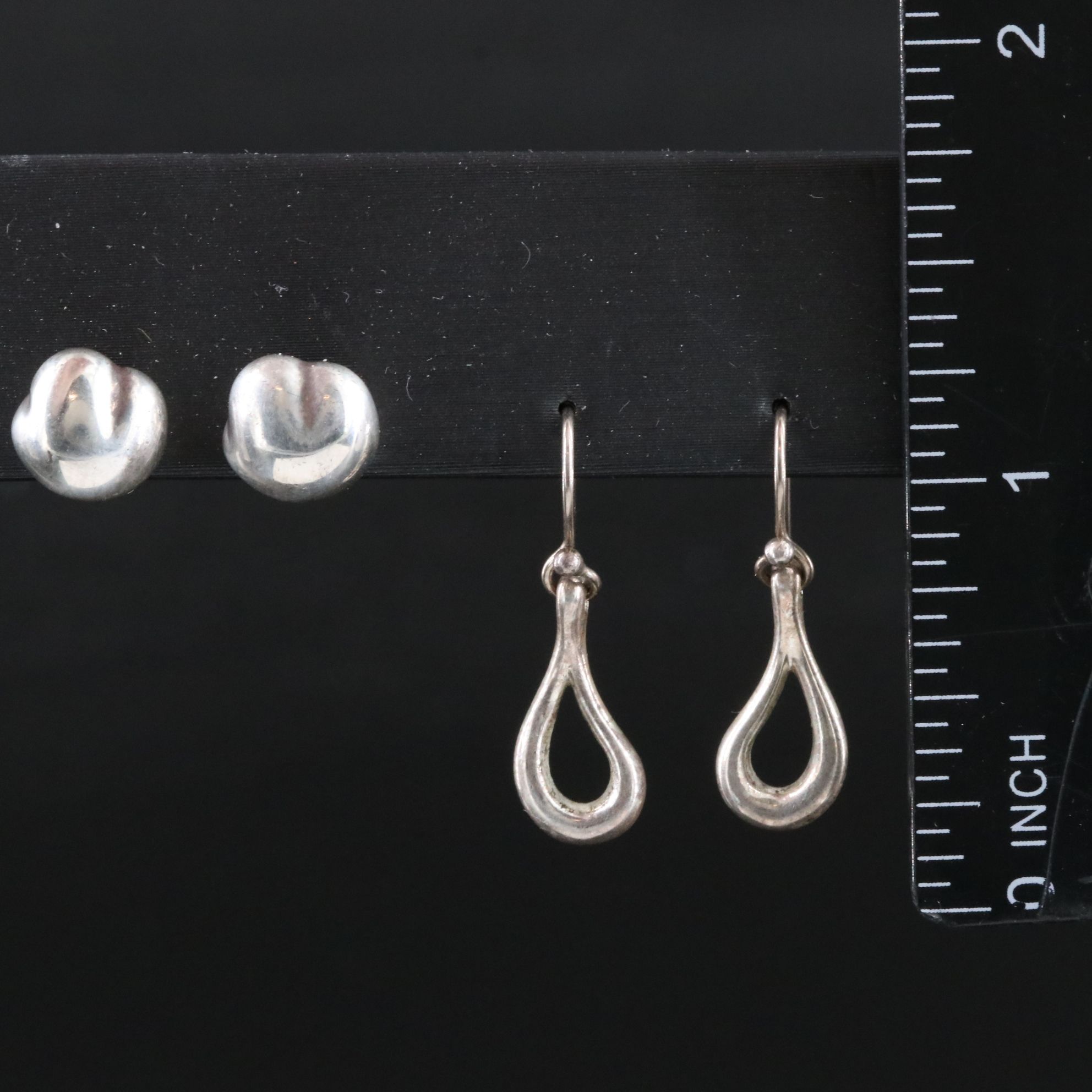 Tiffany & Co. Sterling Nugget and Open Teardrop Earrings, Vintage