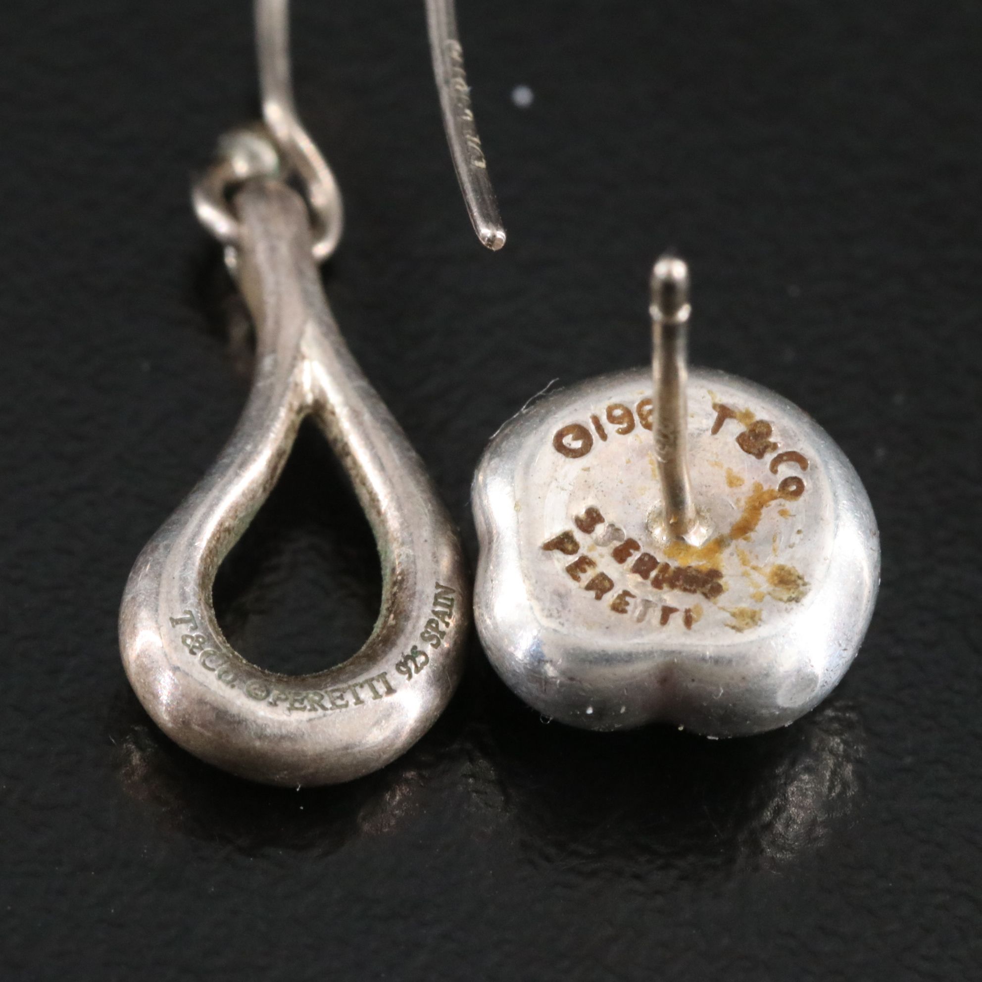 Tiffany & Co. Sterling Nugget and Open Teardrop Earrings, Vintage