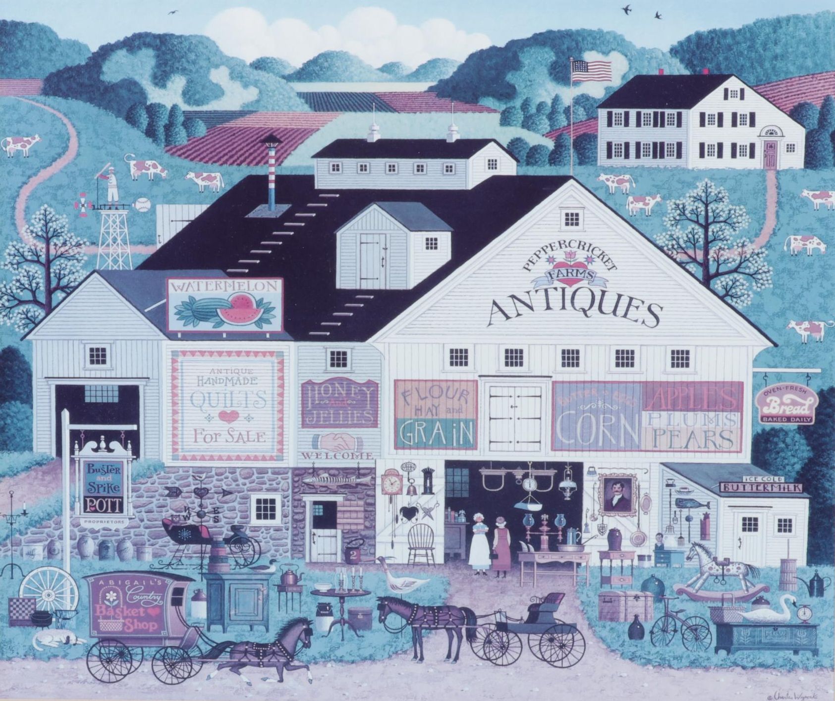 Offset Lithograph after Charles Wysocki "Peppercricket Farms"