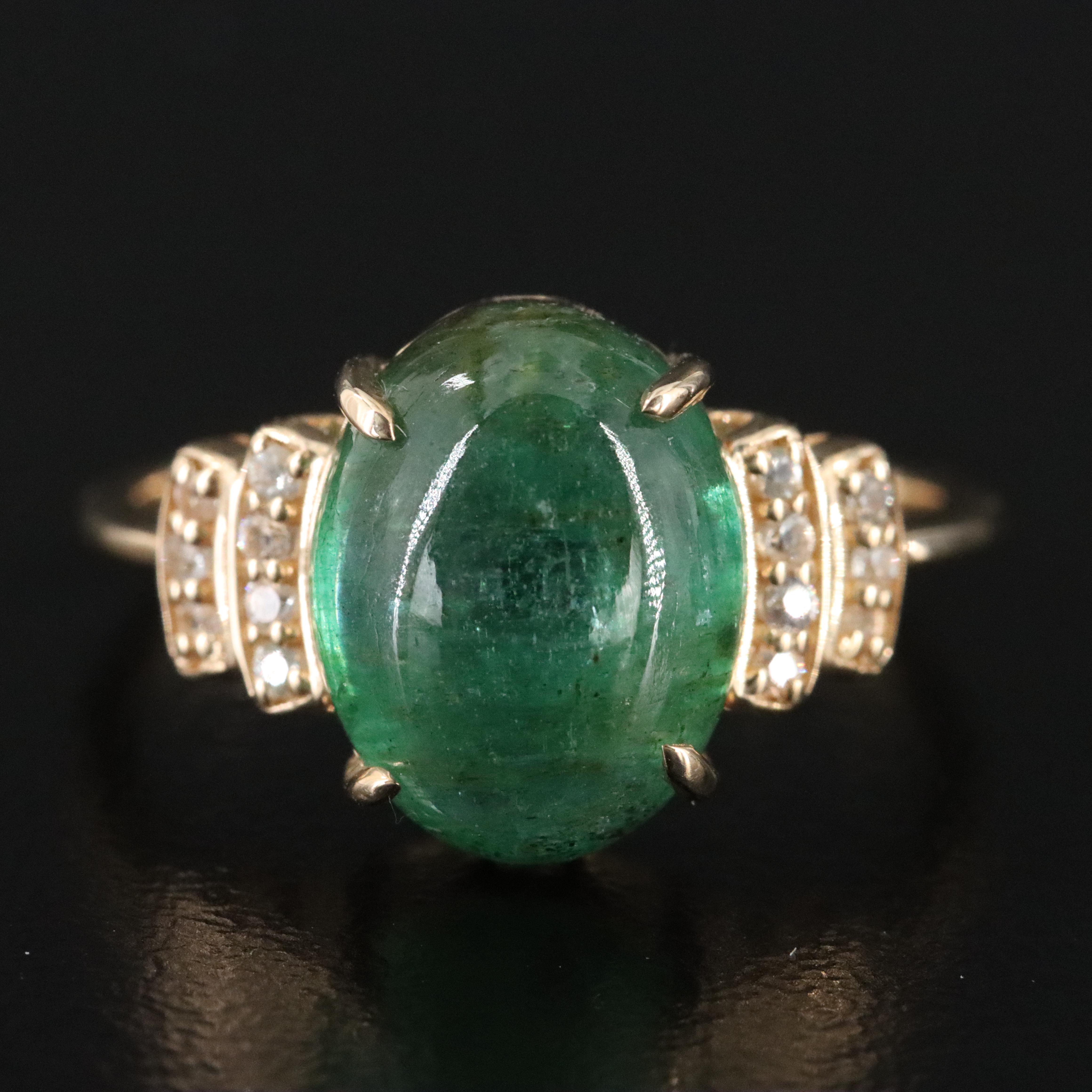 14K 4.82 CT Emerald and White Sapphire Ring