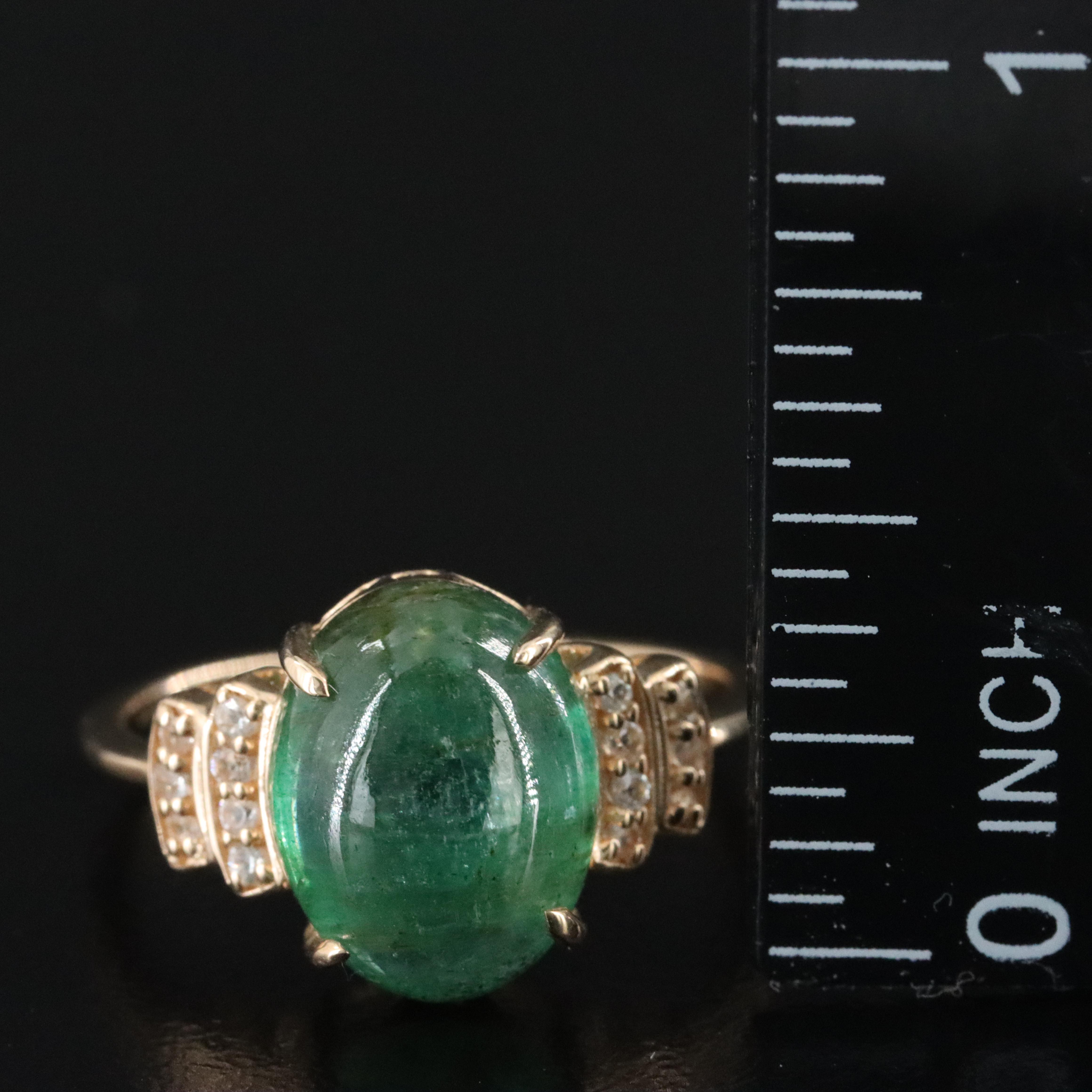 14K 4.82 CT Emerald and White Sapphire Ring