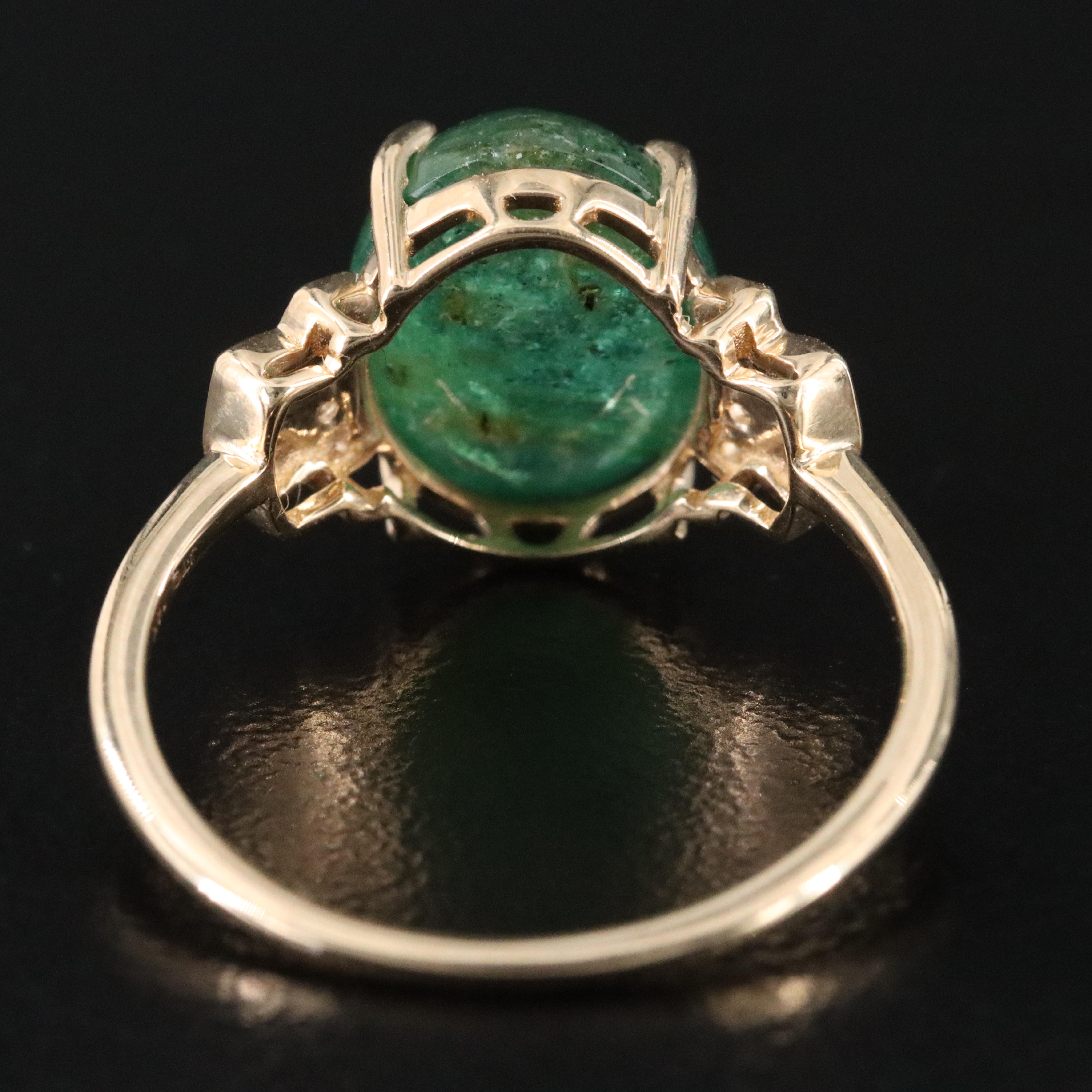 14K 4.82 CT Emerald and White Sapphire Ring