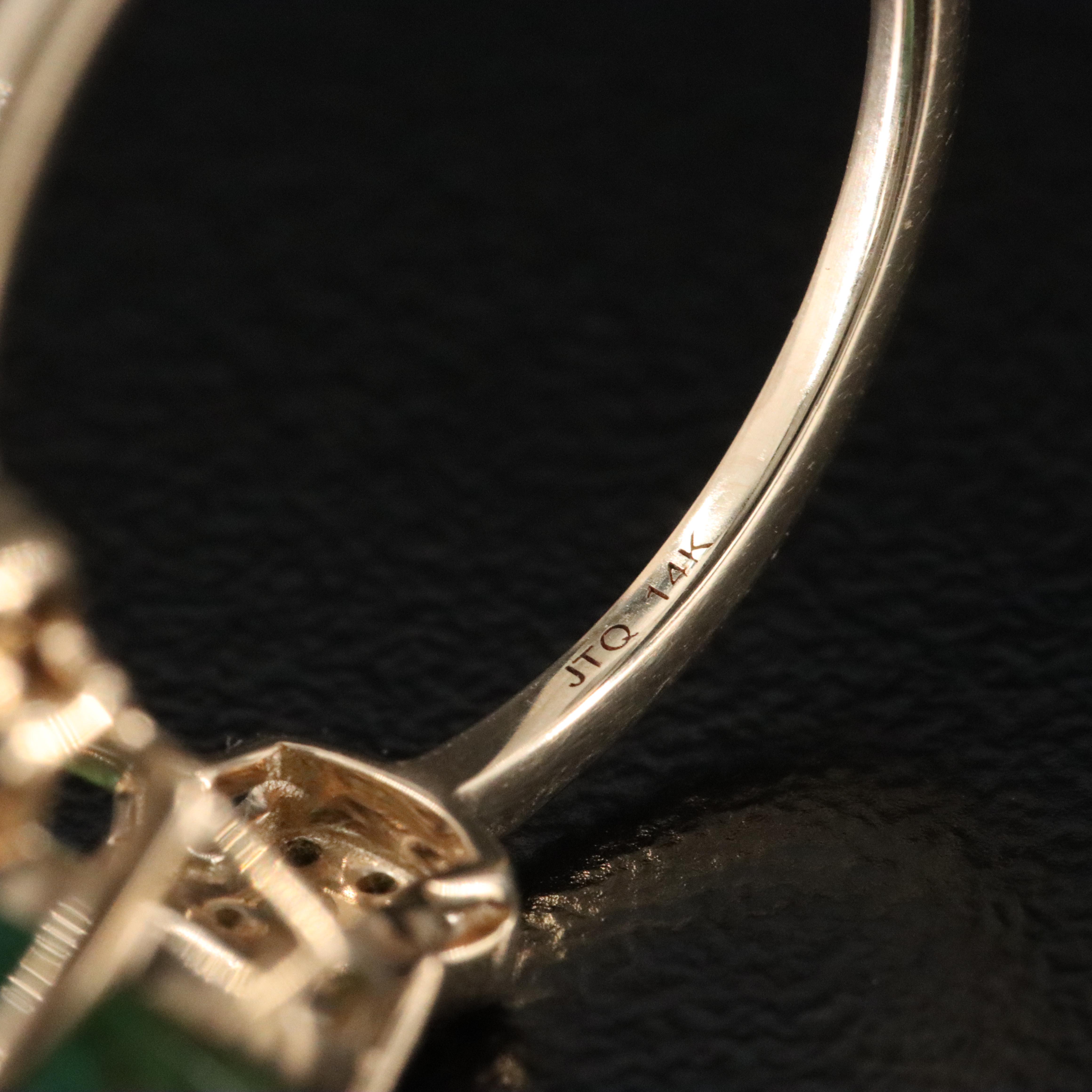 14K 4.82 CT Emerald and White Sapphire Ring