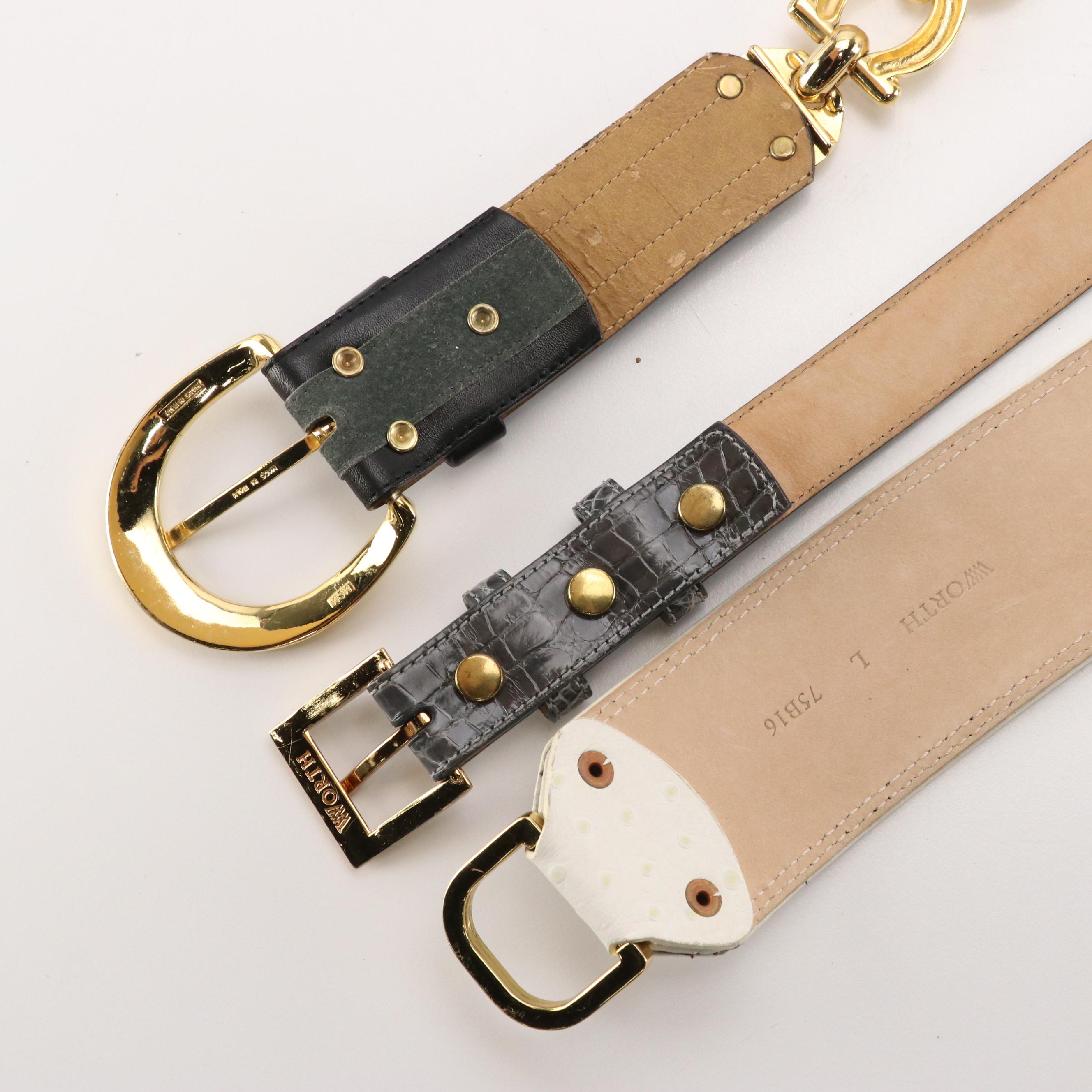 Worth Collection New York Alligator, Crocodile, and Leather Belts