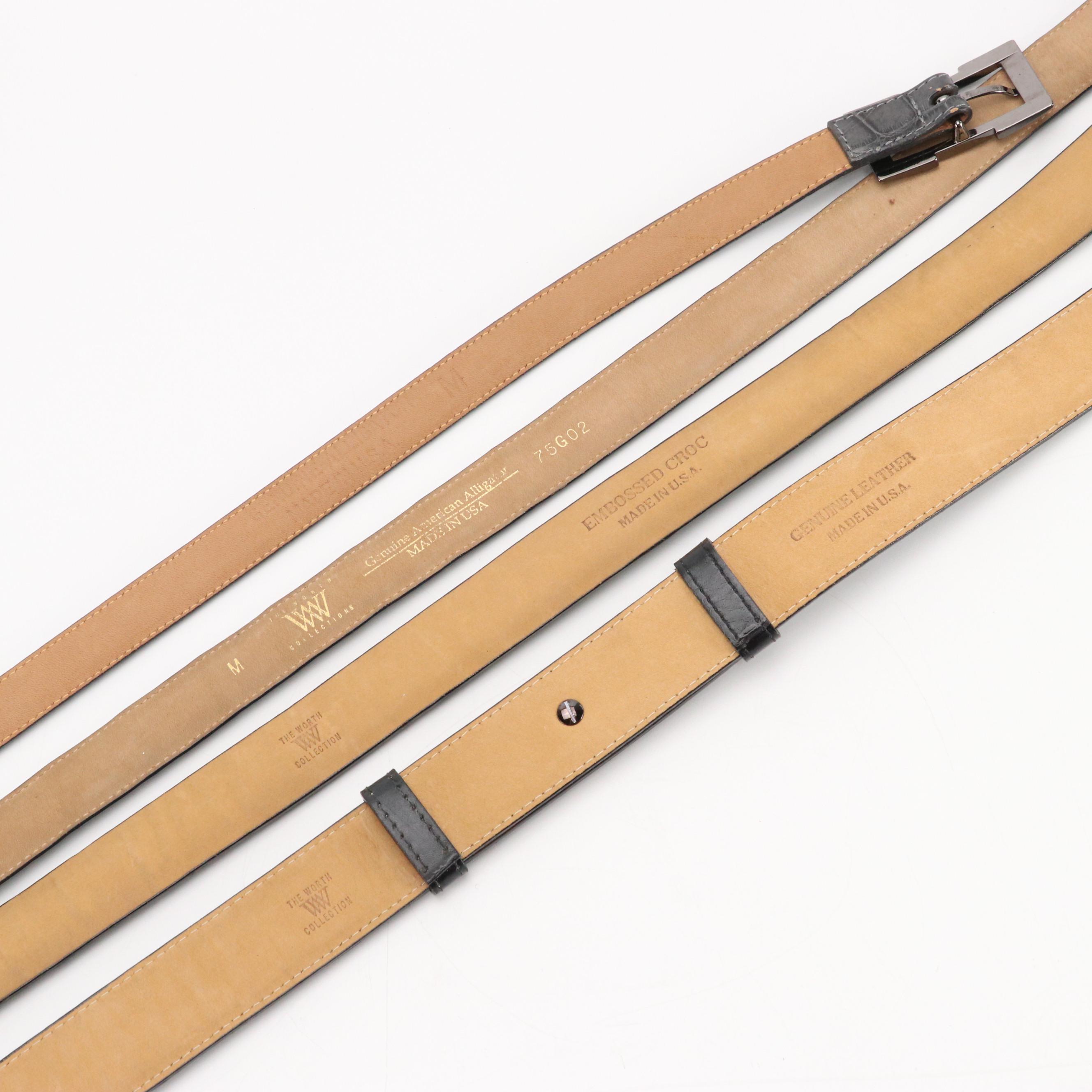 Worth Collection New York Alligator, Crocodile, and Leather Belts