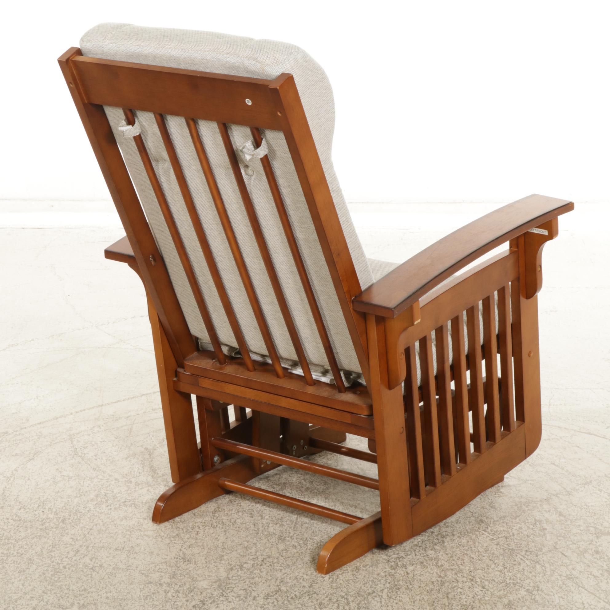 Mission Style Wood Stationary Rocker and Footstool