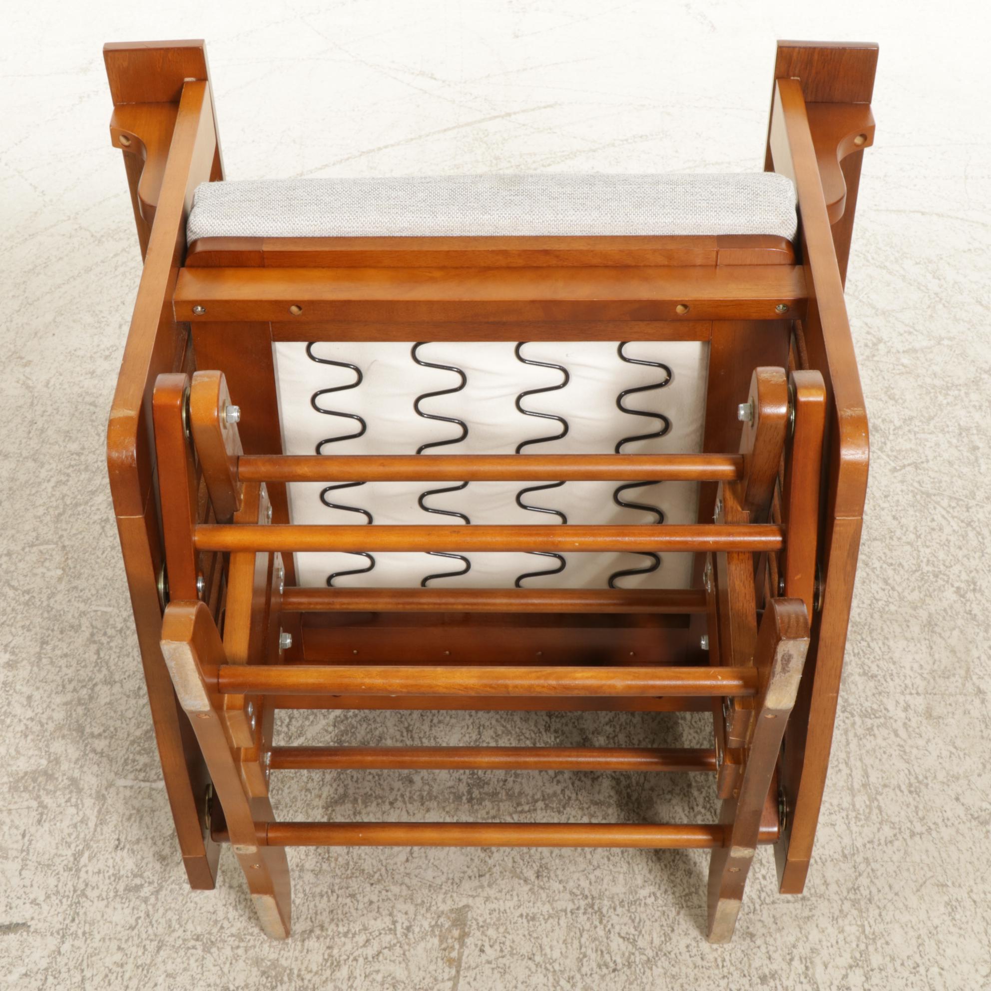 Mission Style Wood Stationary Rocker and Footstool