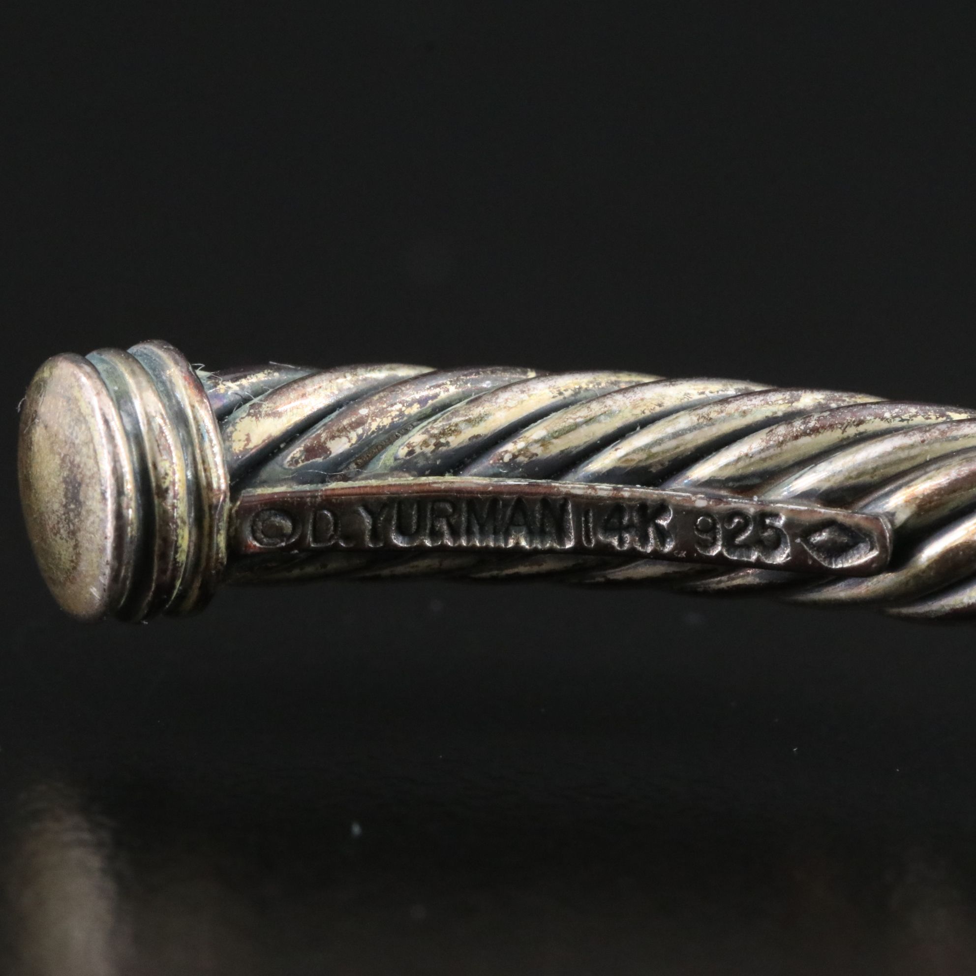 David Yurman Sterling, 14K and Ruby Cuff Bracelet