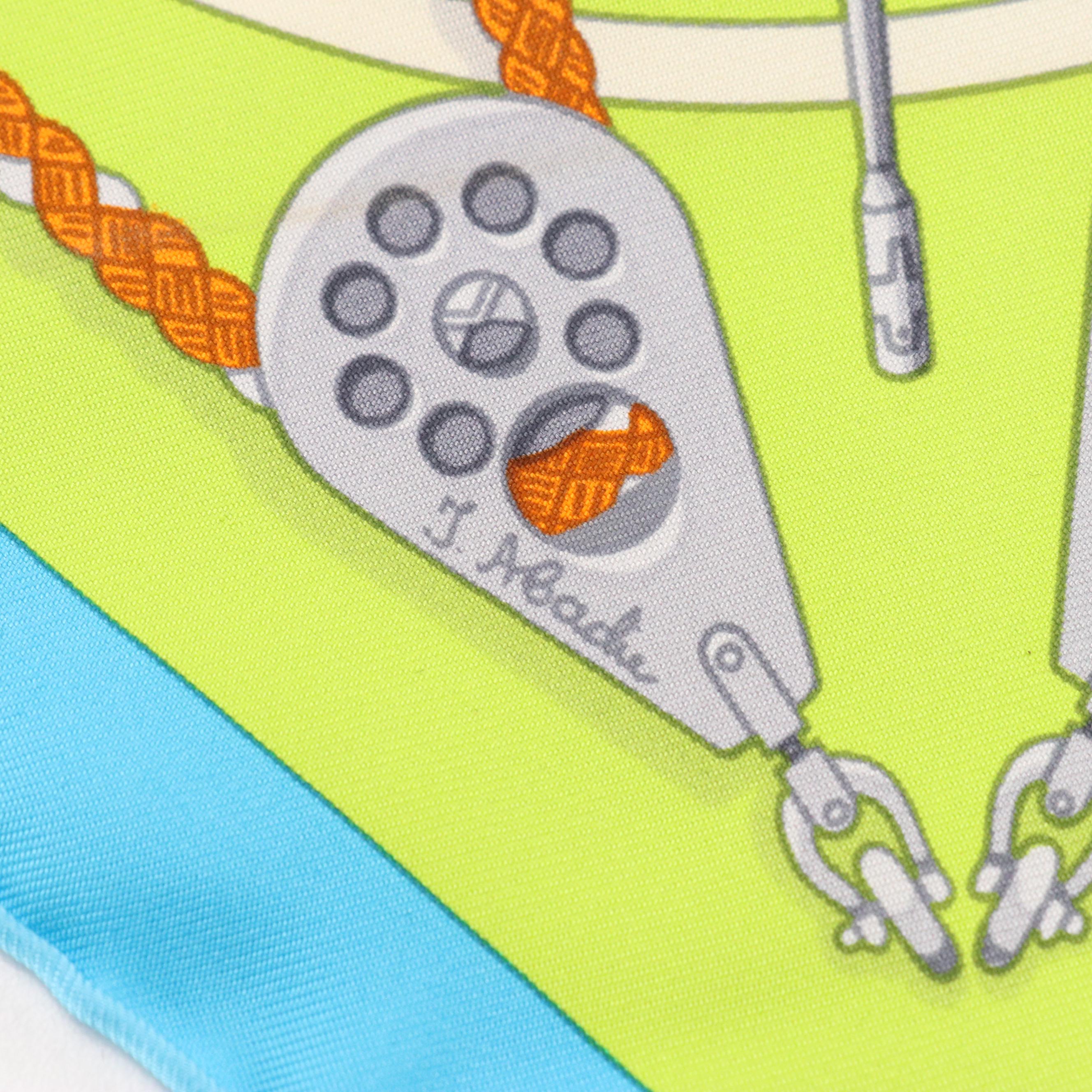 Hermès "Spinnakers" Scarf 90 in Silk Twill with Box