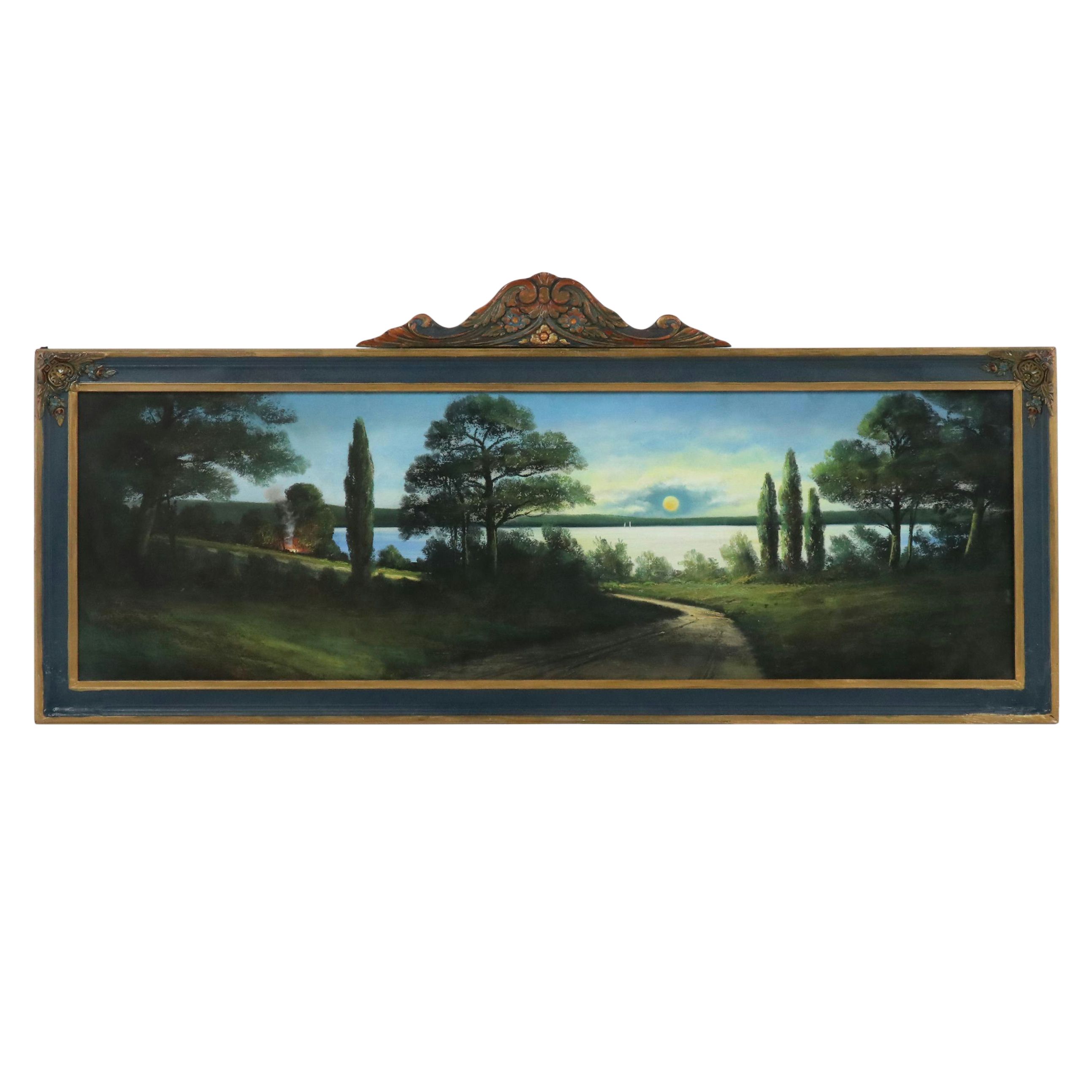 Andrew Gunderson Oil Pastel Drawing of Nocturne Campfire by River