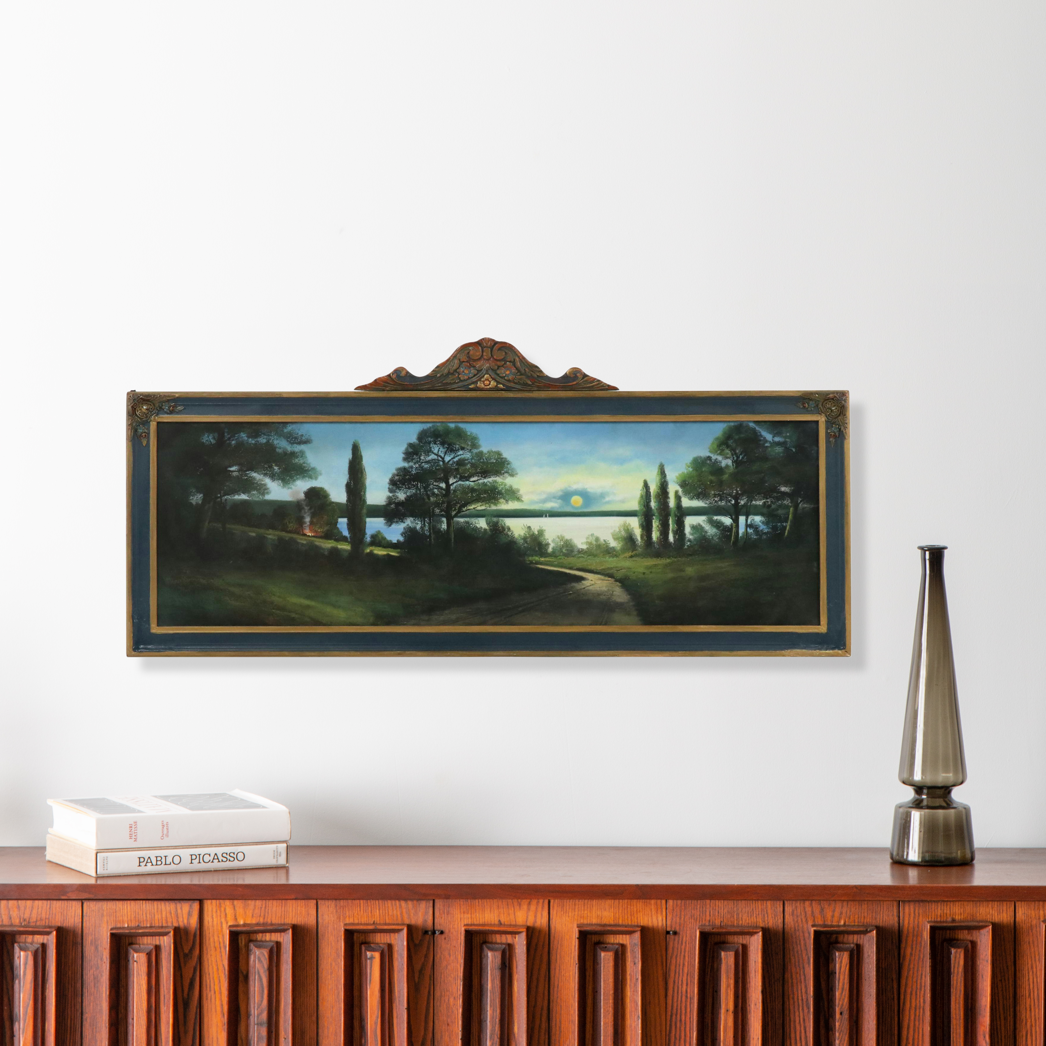 Andrew Gunderson Oil Pastel Drawing of Nocturne Campfire by River