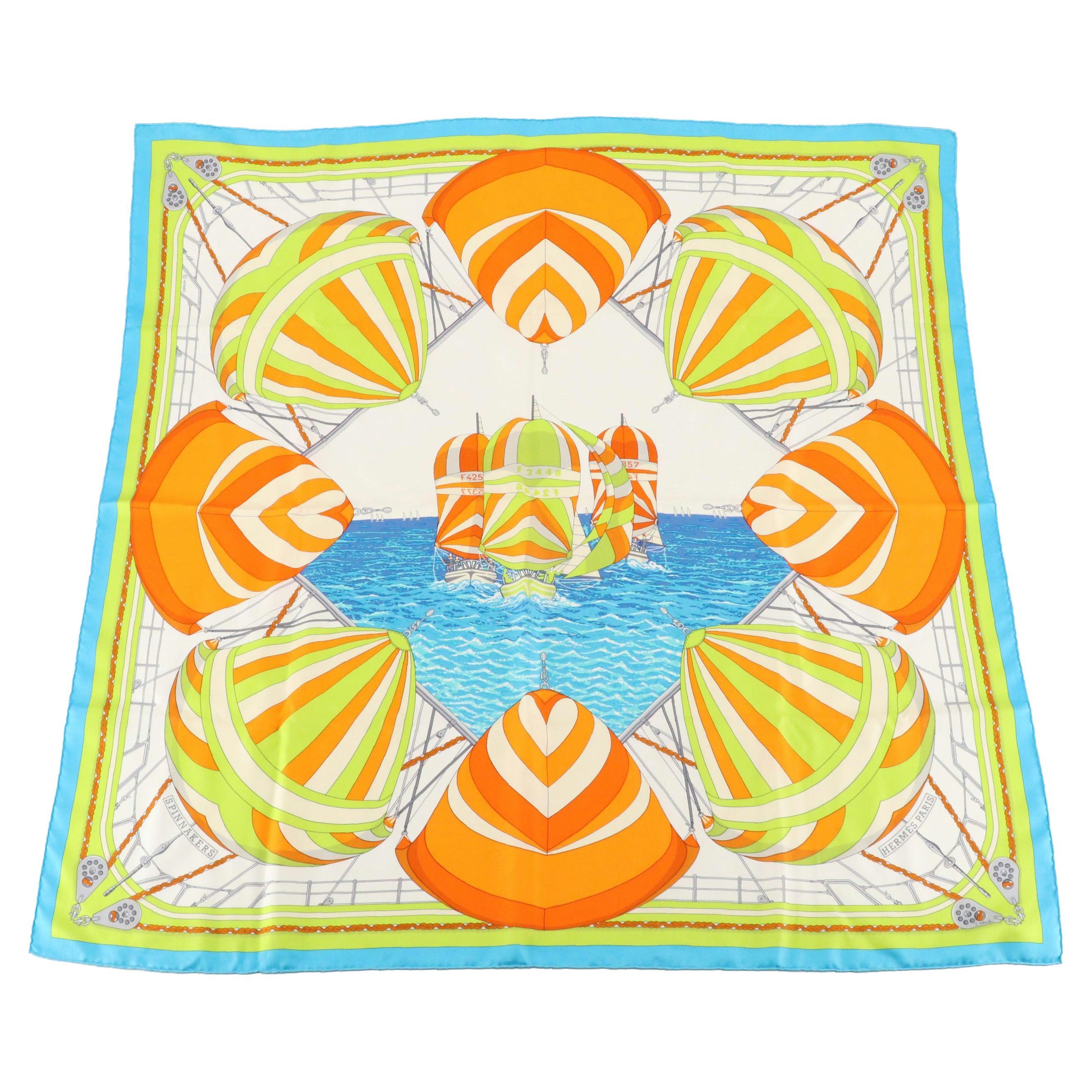 Hermès "Spinnakers" Scarf 90 in Silk Twill with Box
